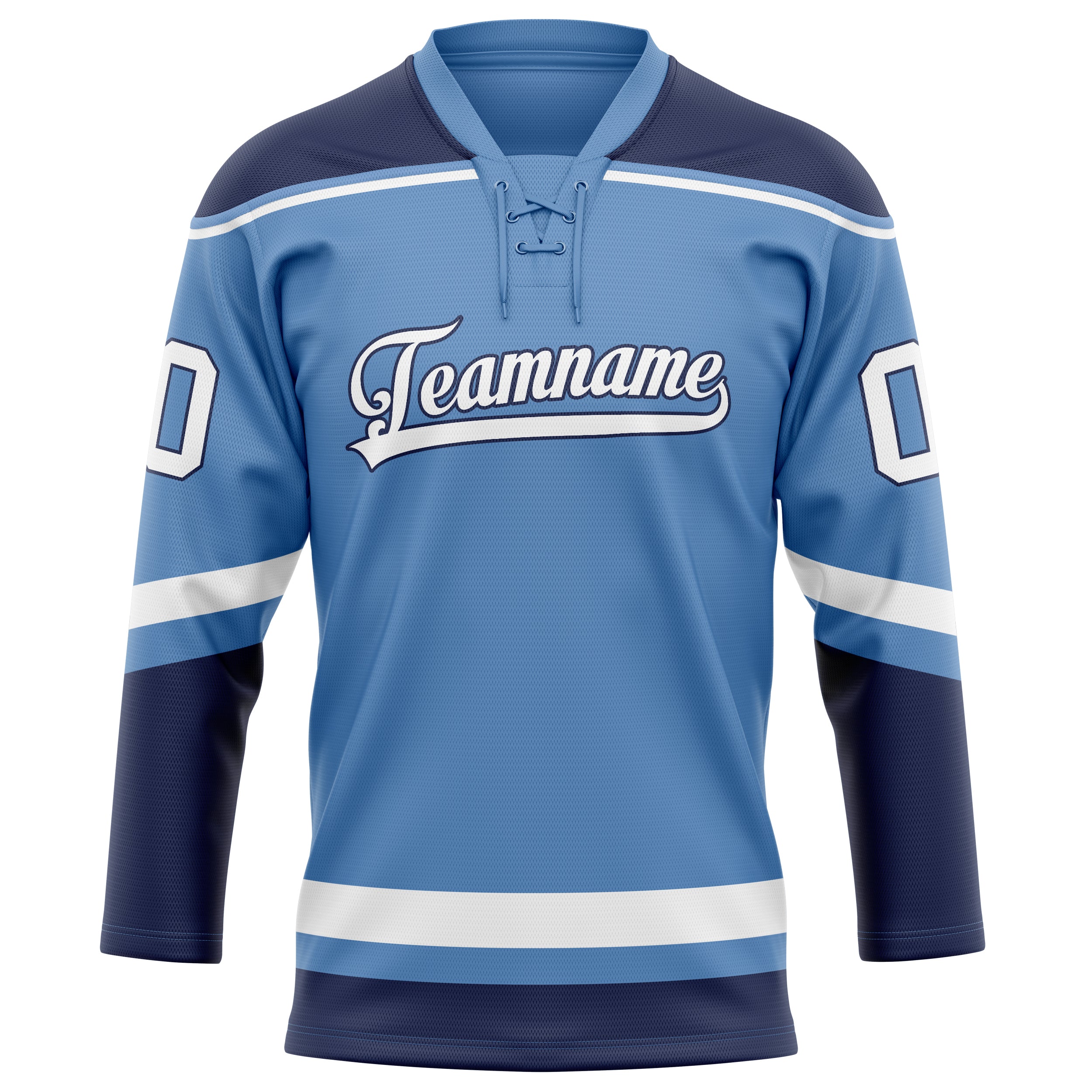 Hellblau Marineblau Eishockey Trikot