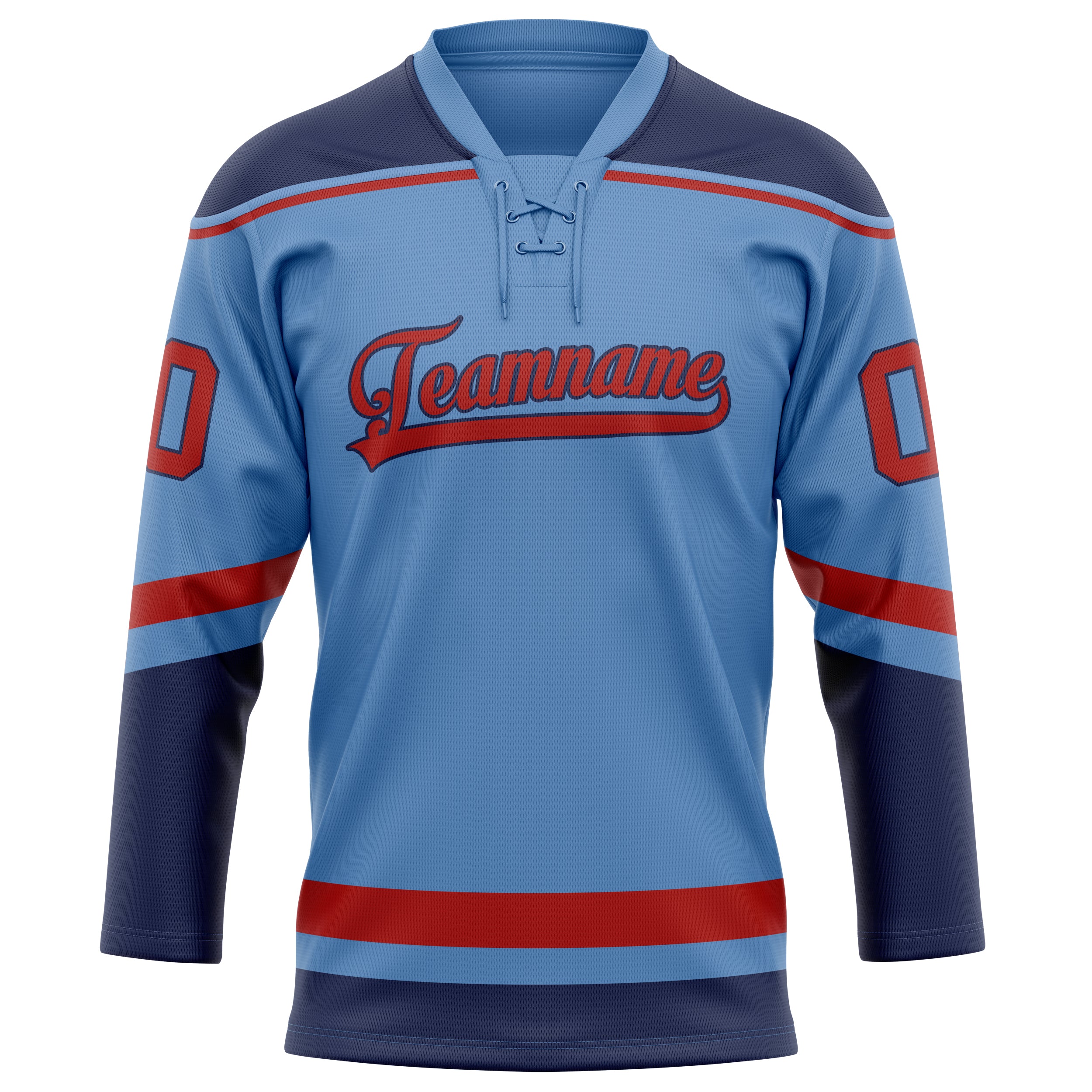 Hellblau Rot Eishockey Trikot