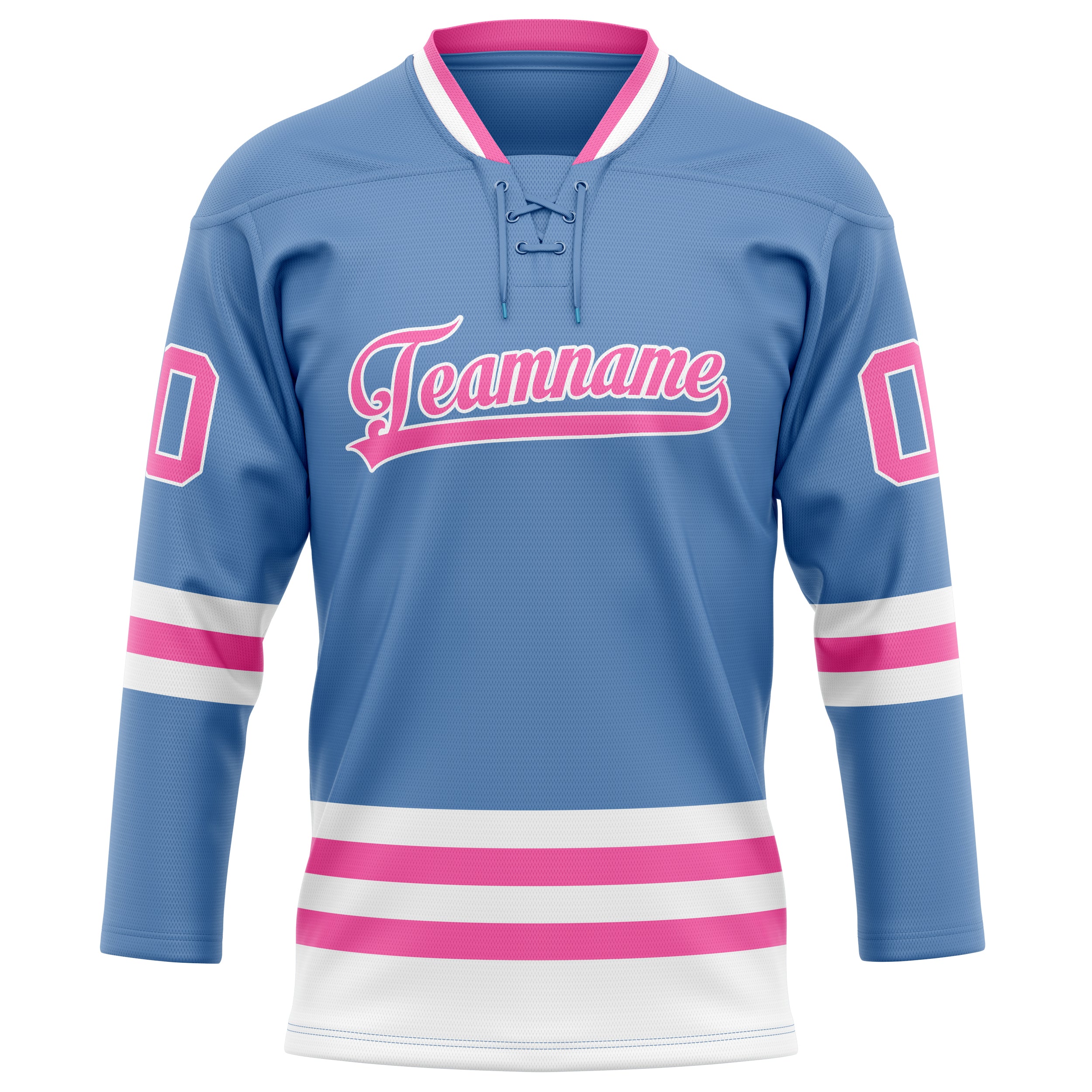 Hellblau Rosa Eishockey Trikot