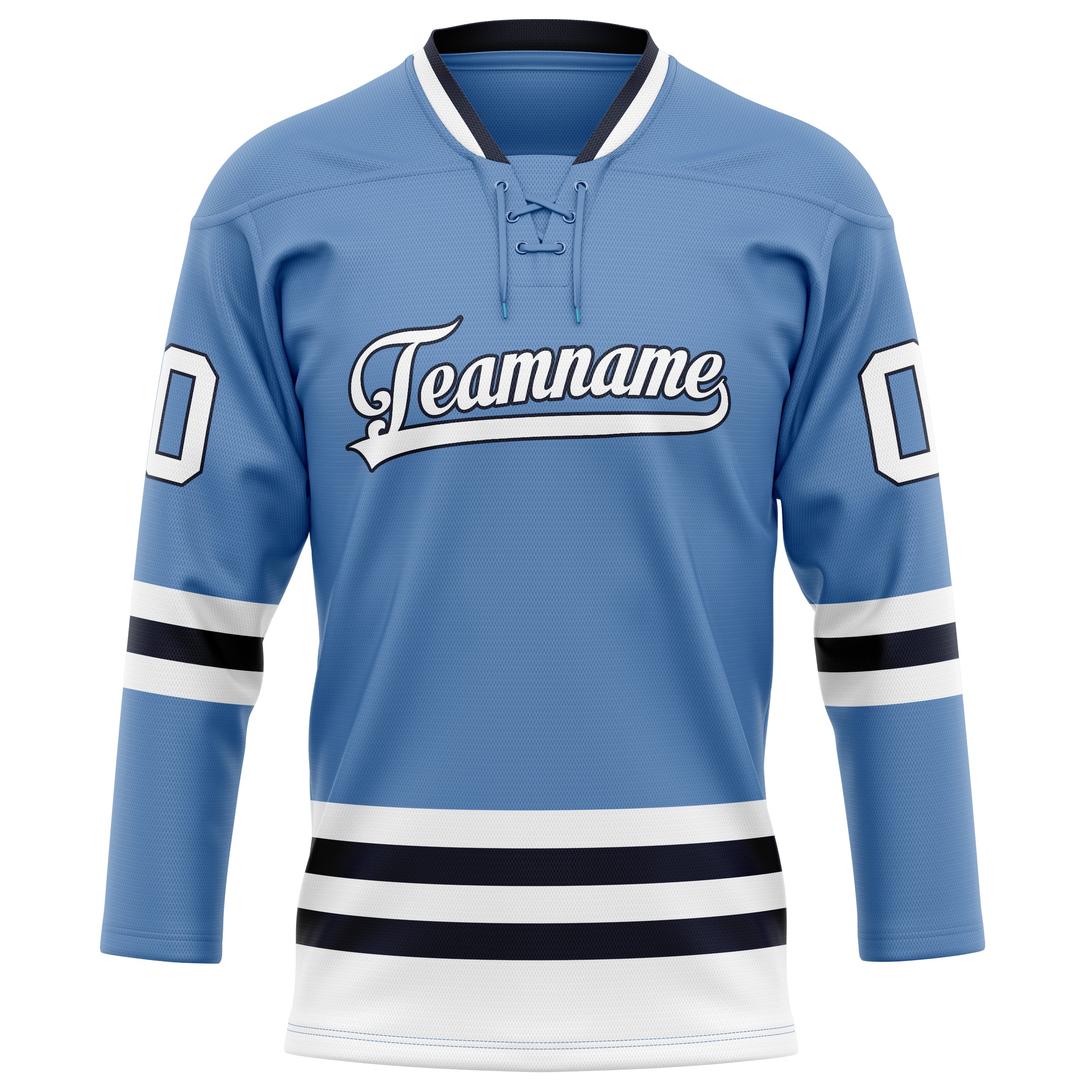 Hellblau Schwarz Eishockey Trikot