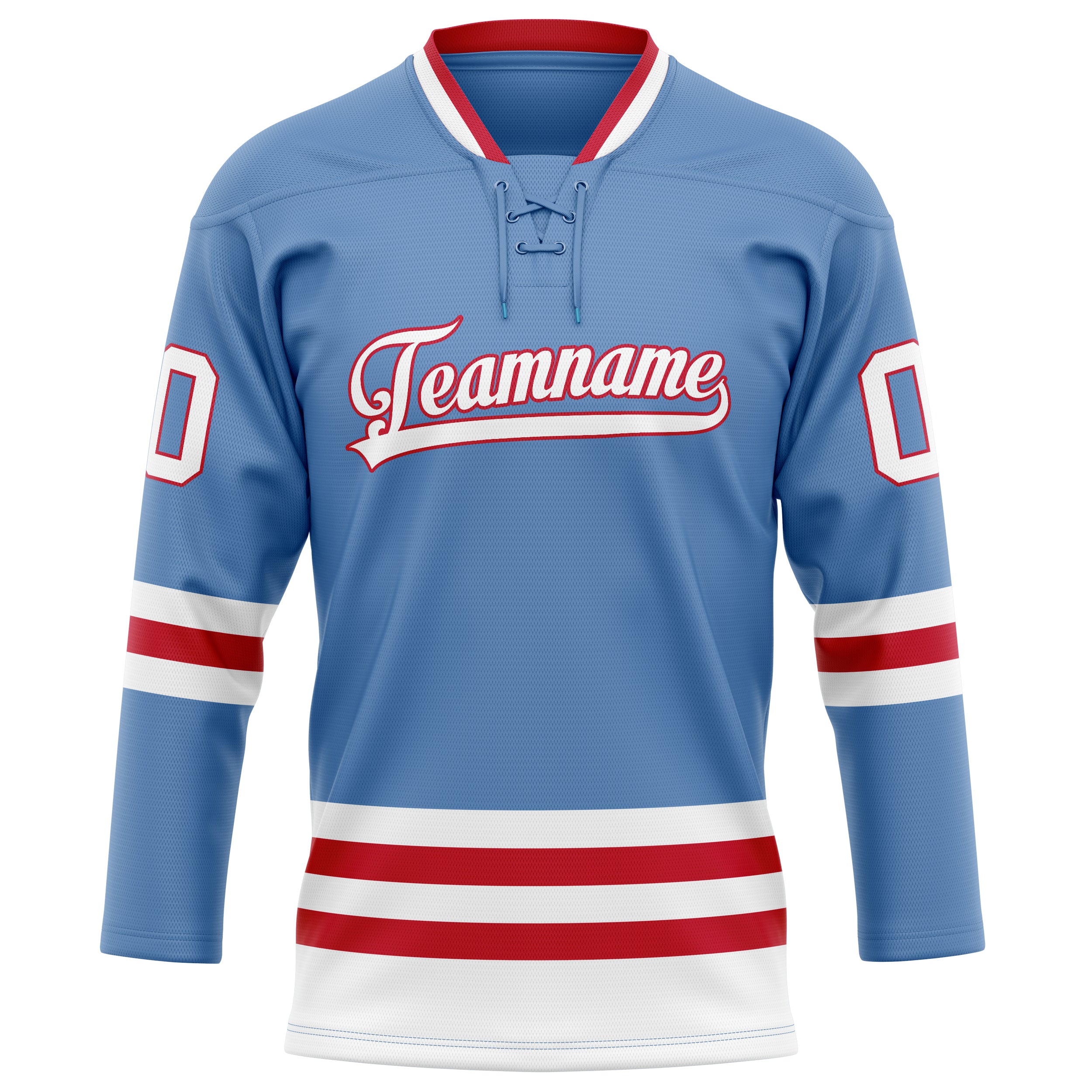 Hellblau Rot Eishockey Trikot