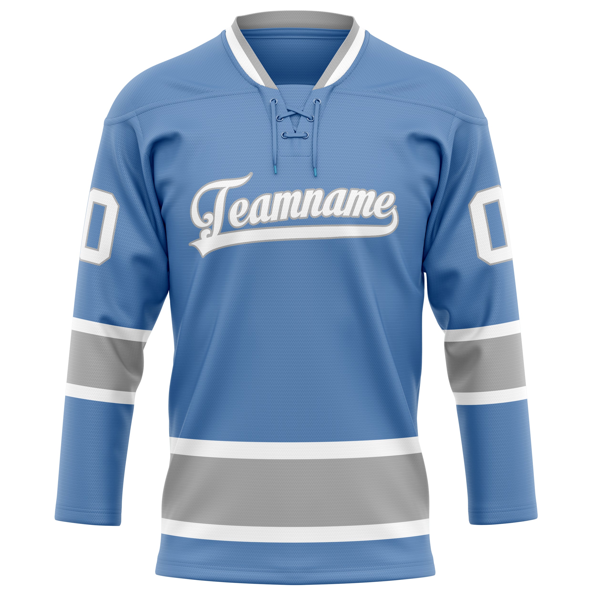 Hellblau Grau Eishockey Trikot