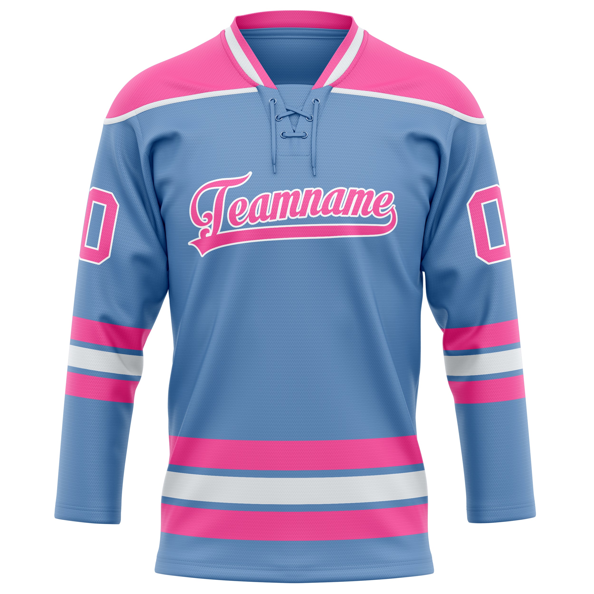 Hellblau Rosa Eishockey Trikot