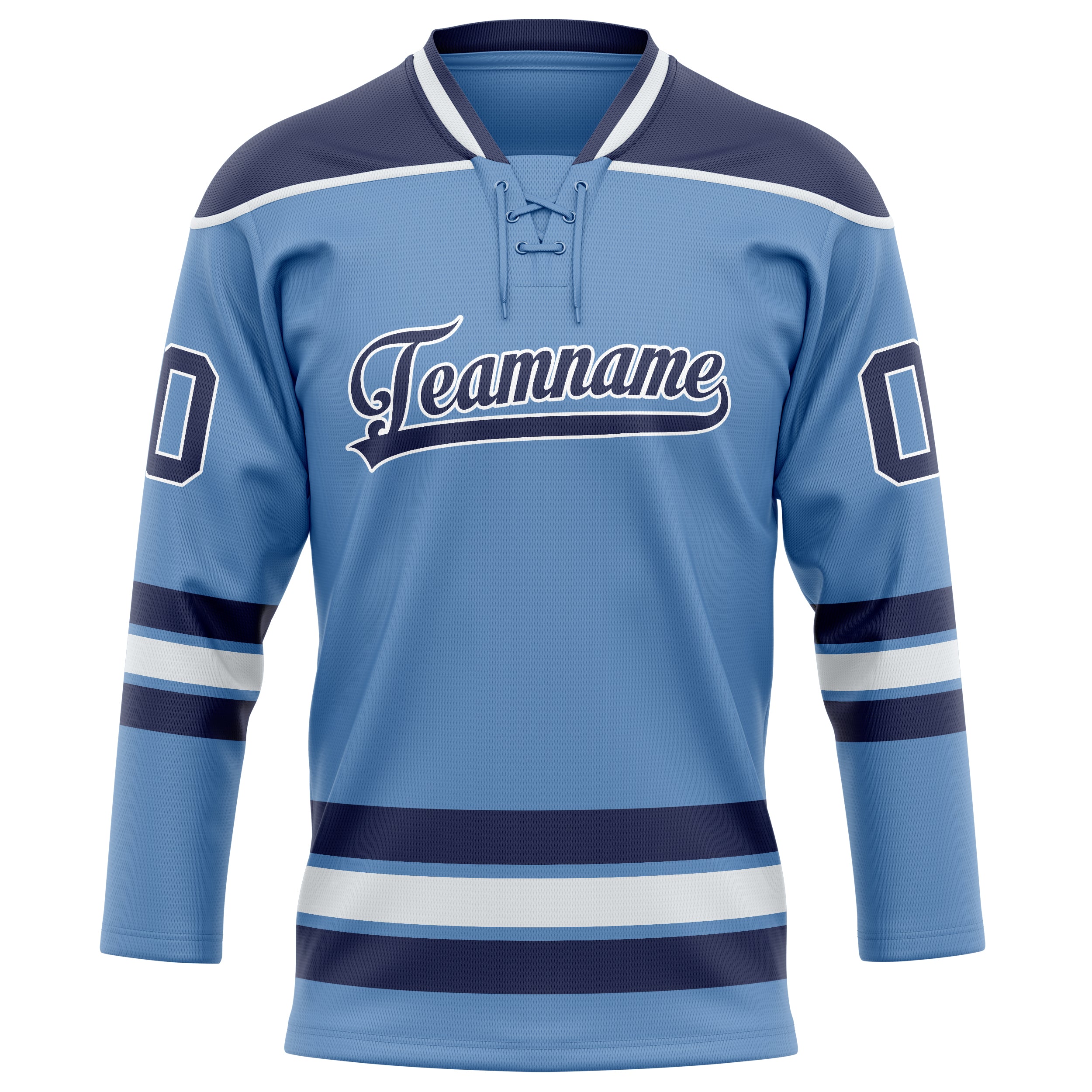 Hellblau Marineblau Eishockey Trikot