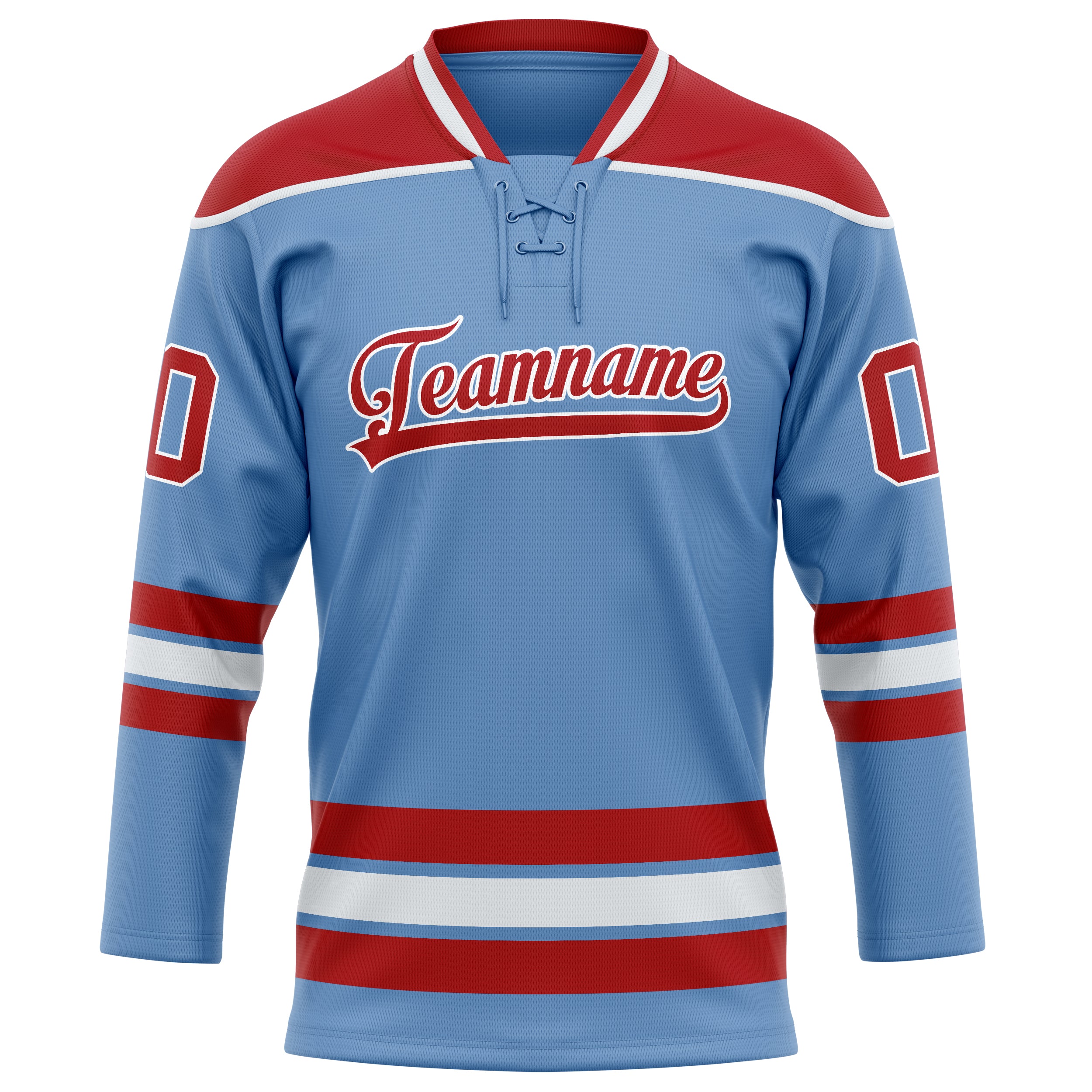 Hellblau Rot Eishockey Trikot