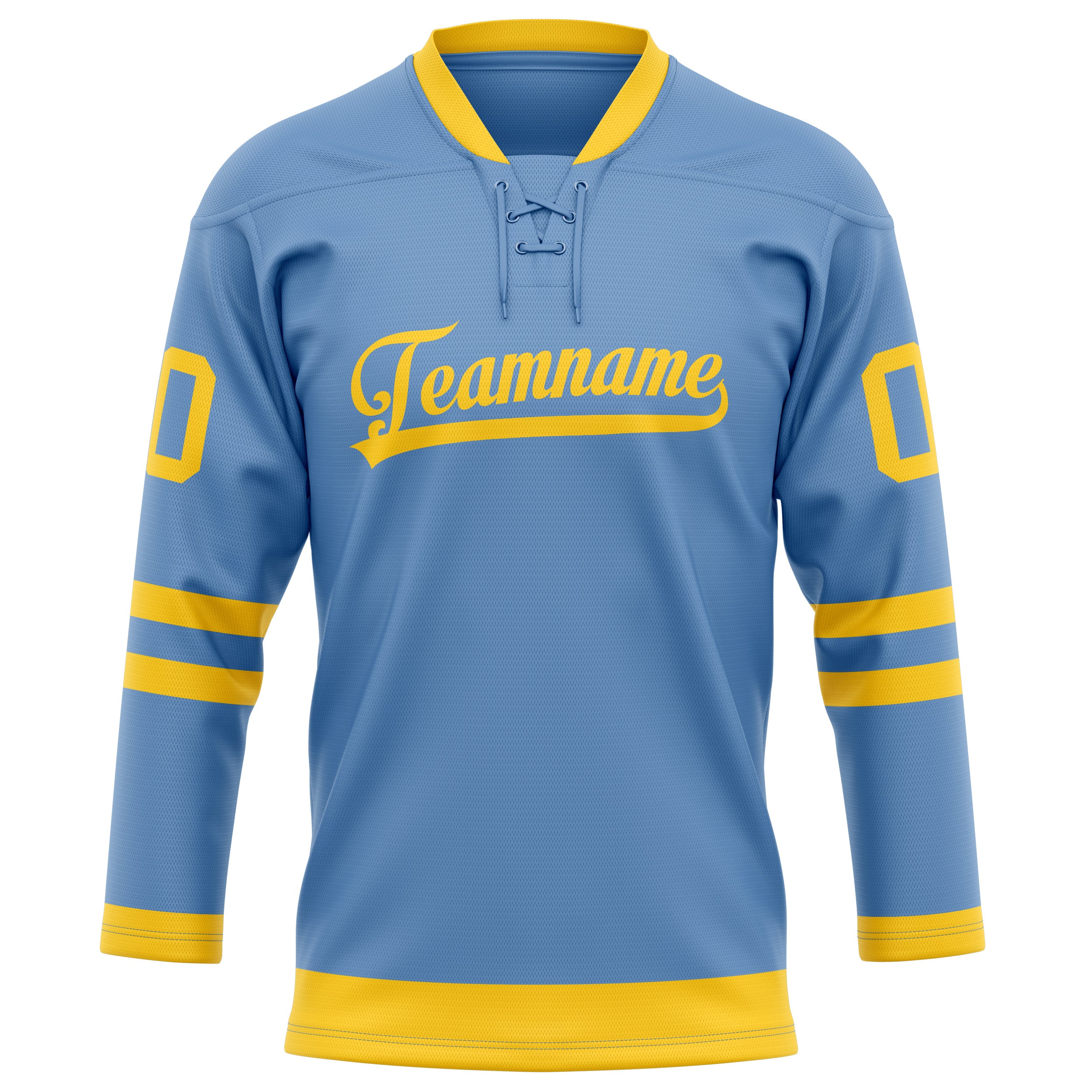 Hellblau Gold Eishockey Trikot