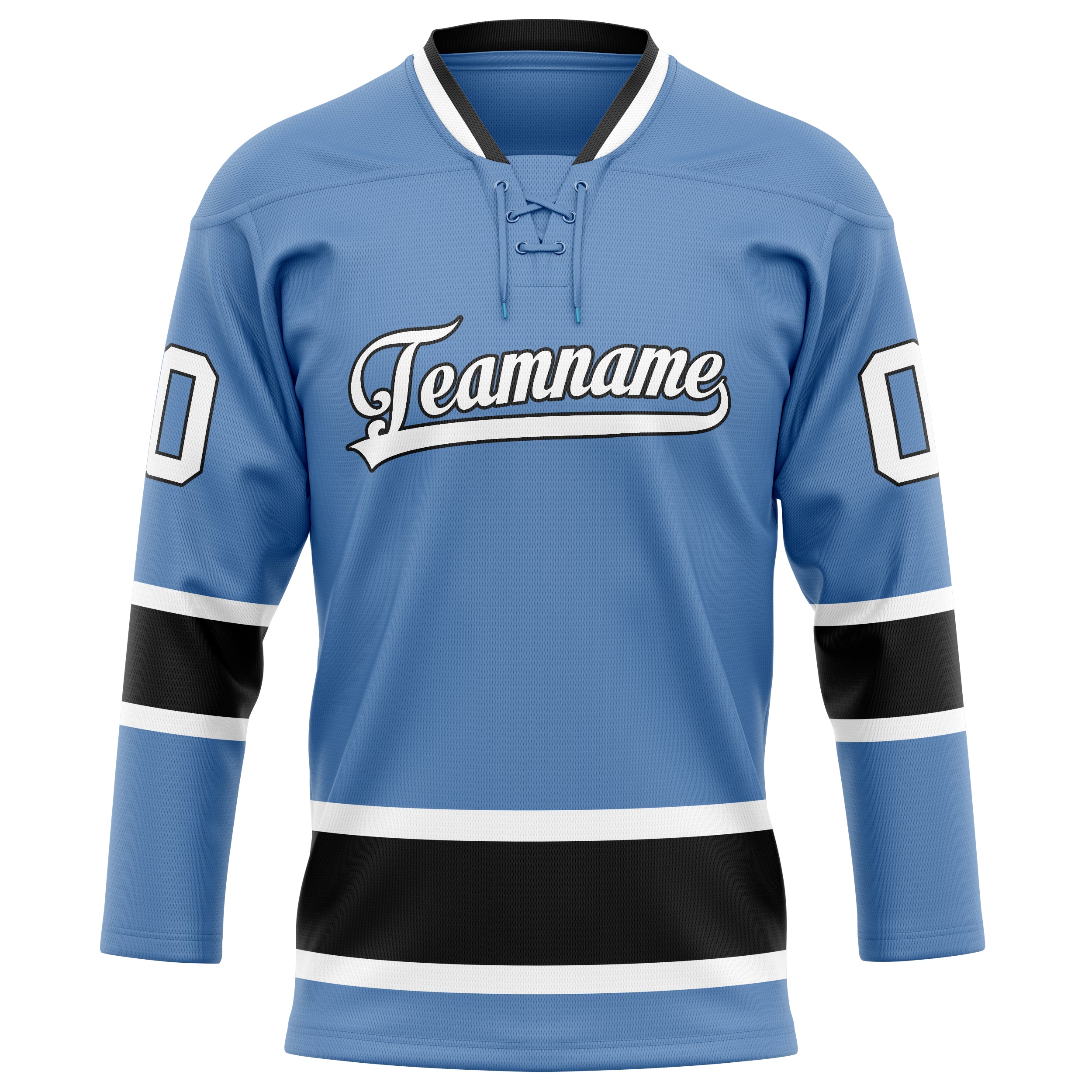 Hellblau Schwarz Eishockey Trikot