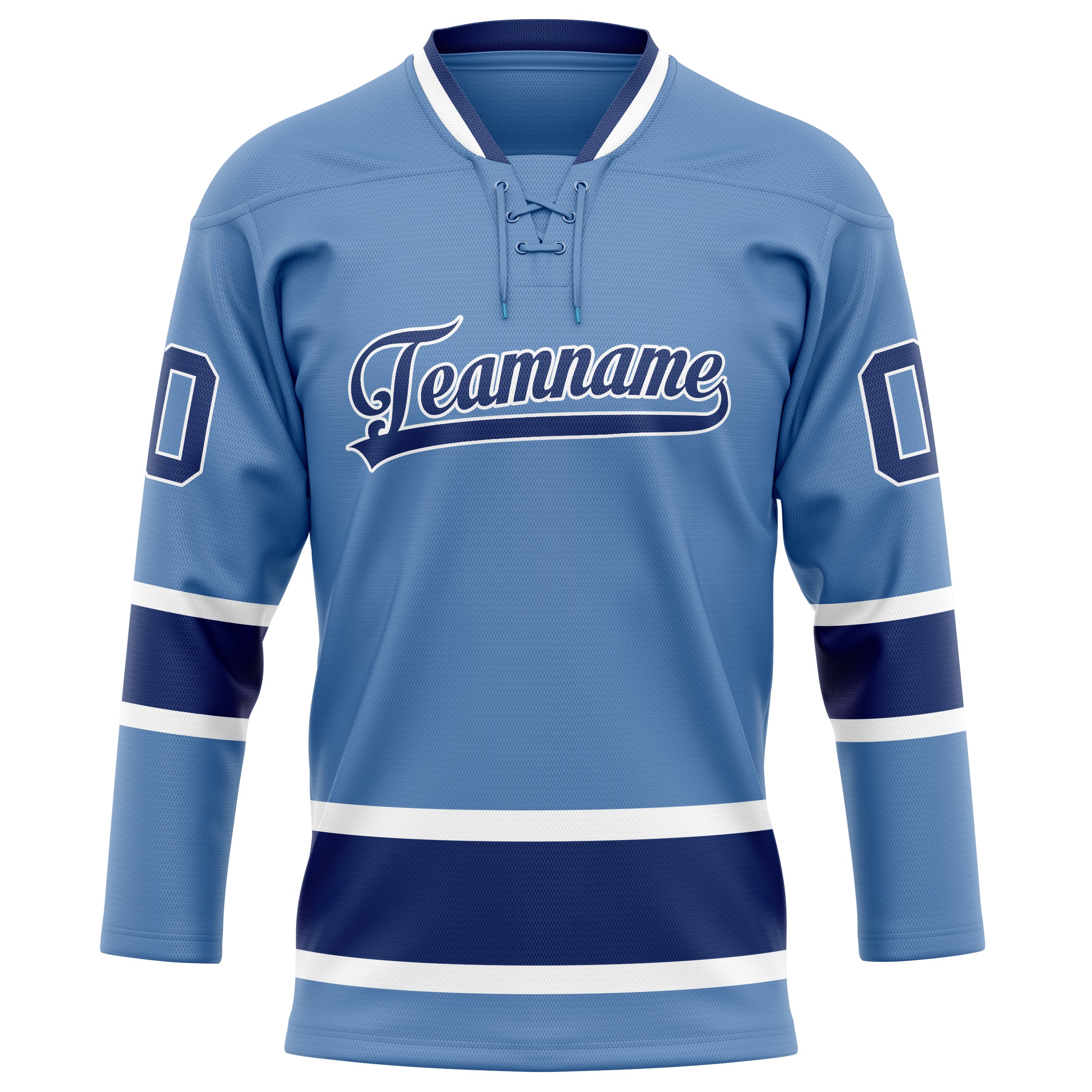 Hellblau Marineblau Eishockey Trikot