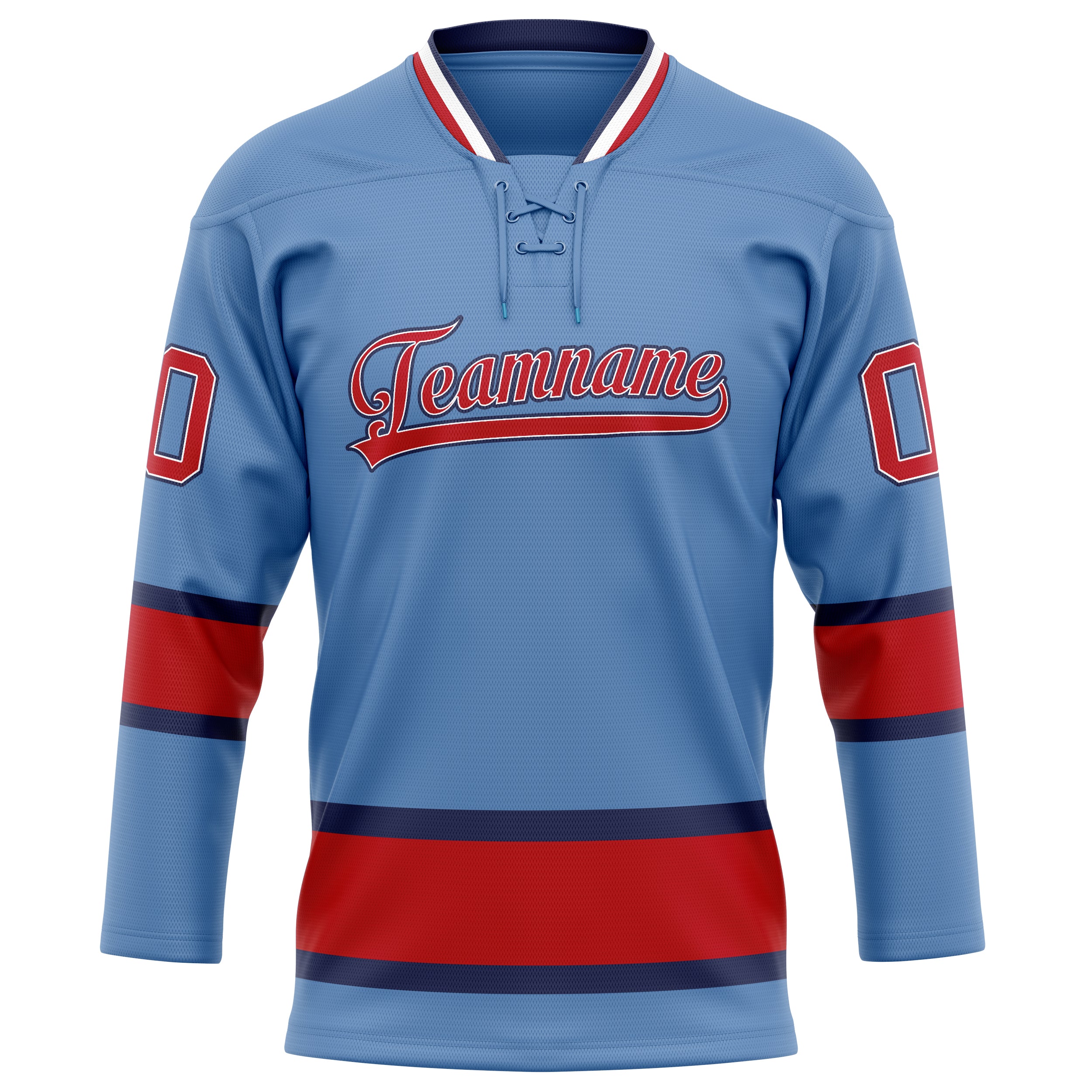 Hellblau Rot Eishockey Trikot