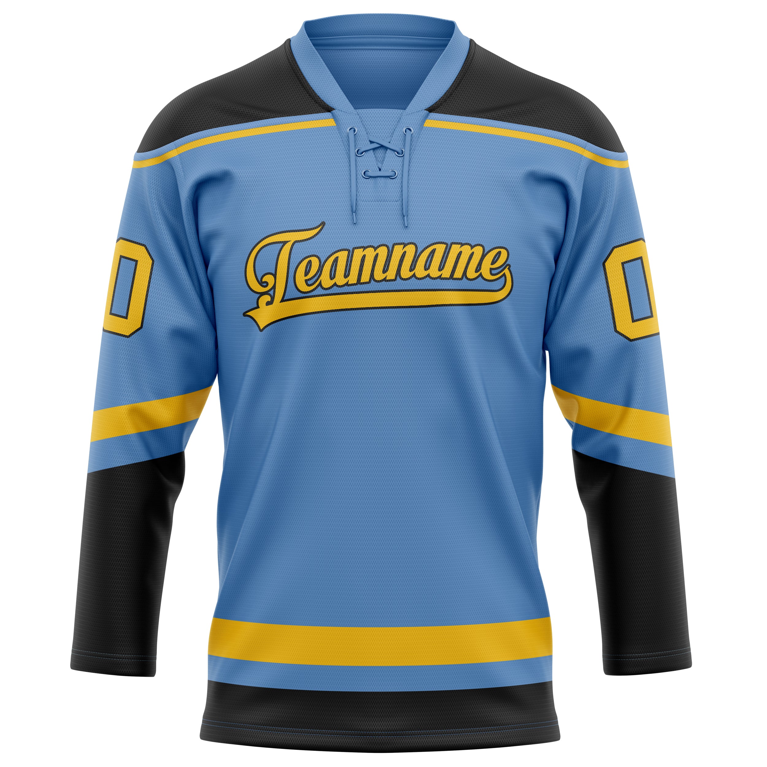 Hellblau Gold Eishockey Trikot