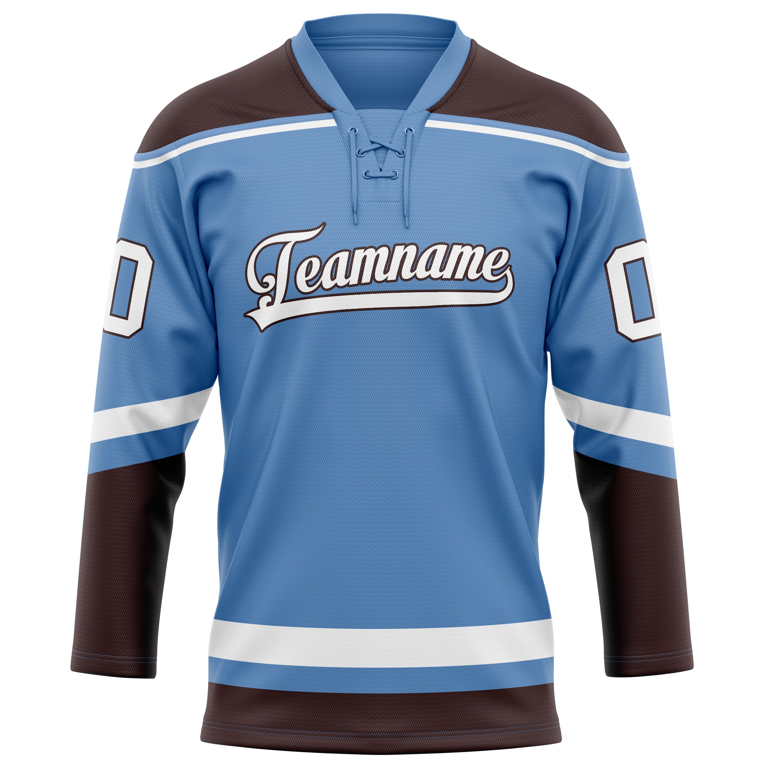 Hellblau Braun Eishockey Trikot