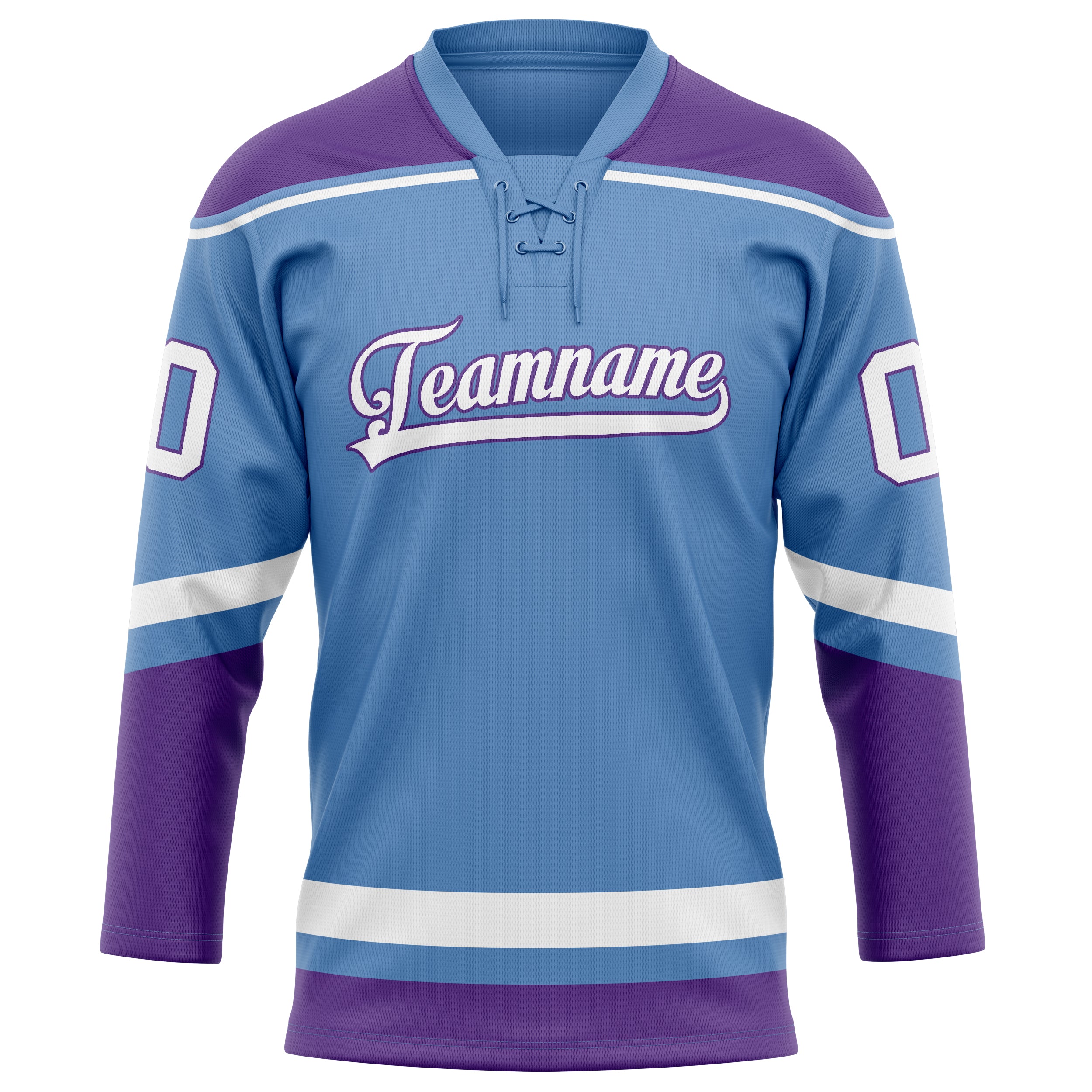 Hellblau Lila Eishockey Trikot