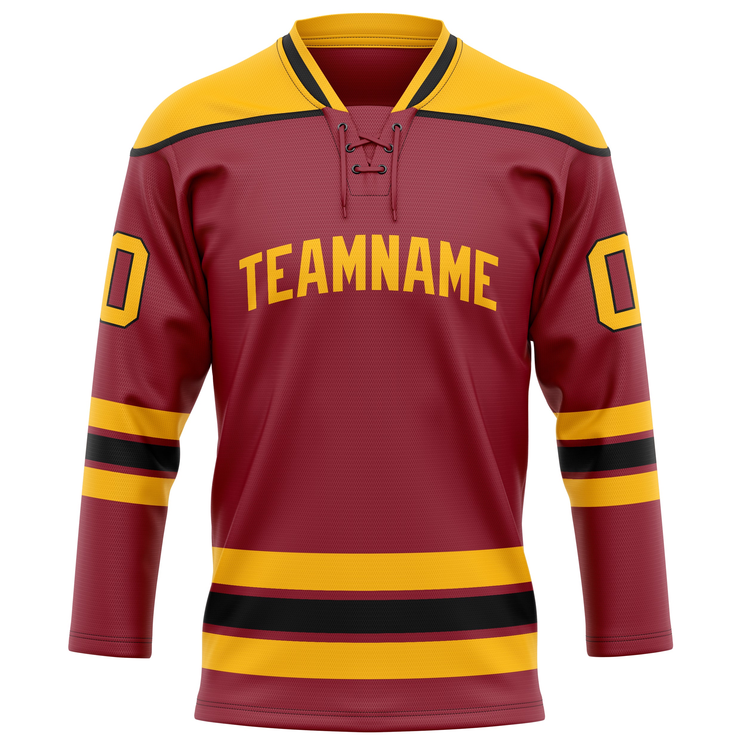 Kastanienbraun Gold Eishockey Trikot