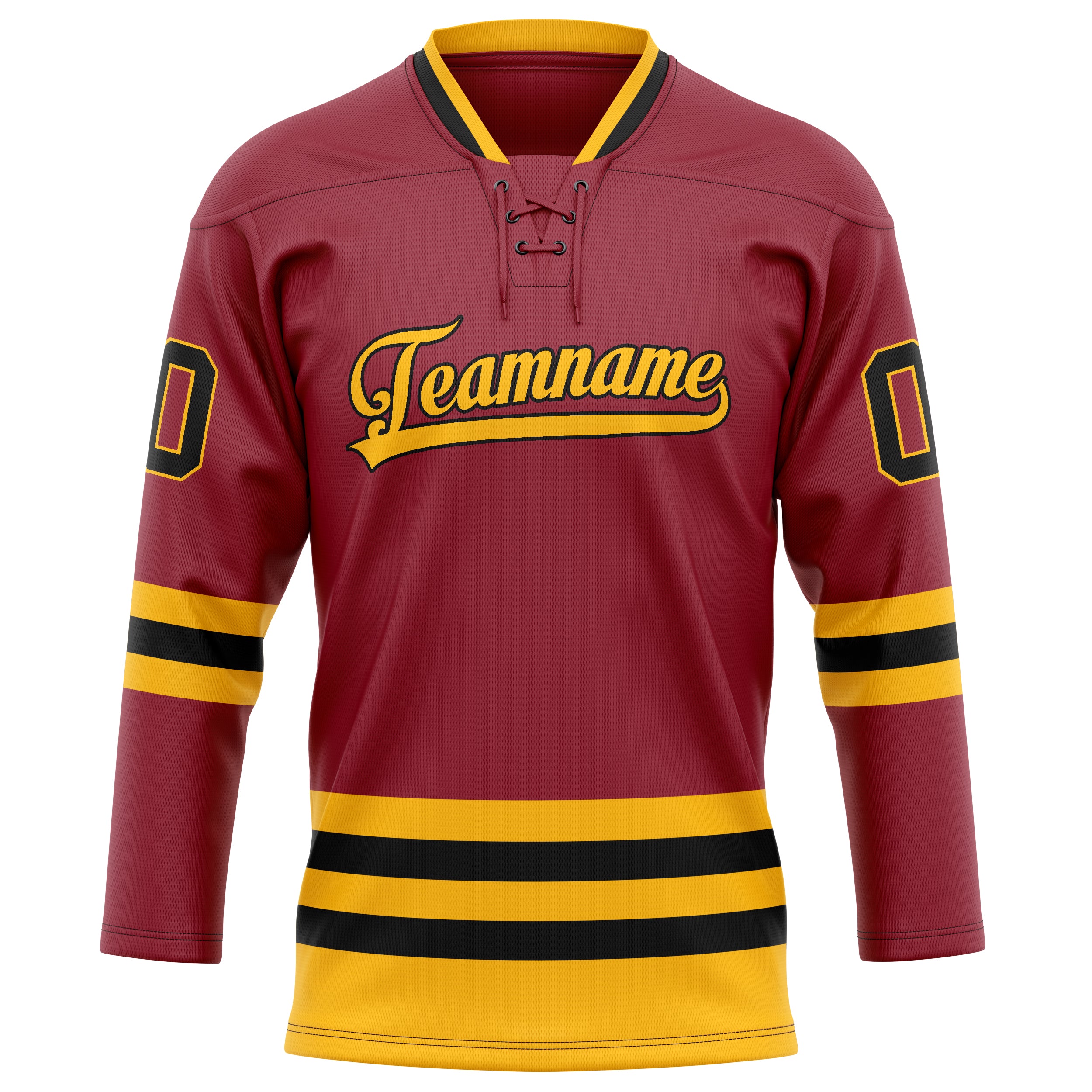 Kastanienbraun Gold Eishockey Trikot