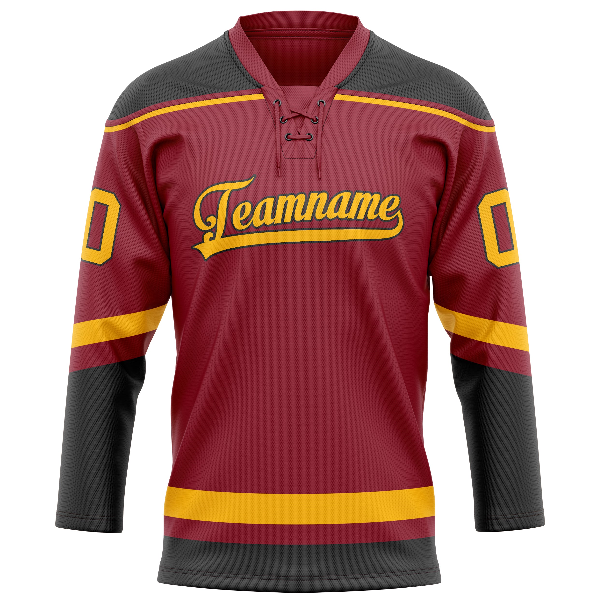 Kastanienbraun Gold Eishockey Trikot