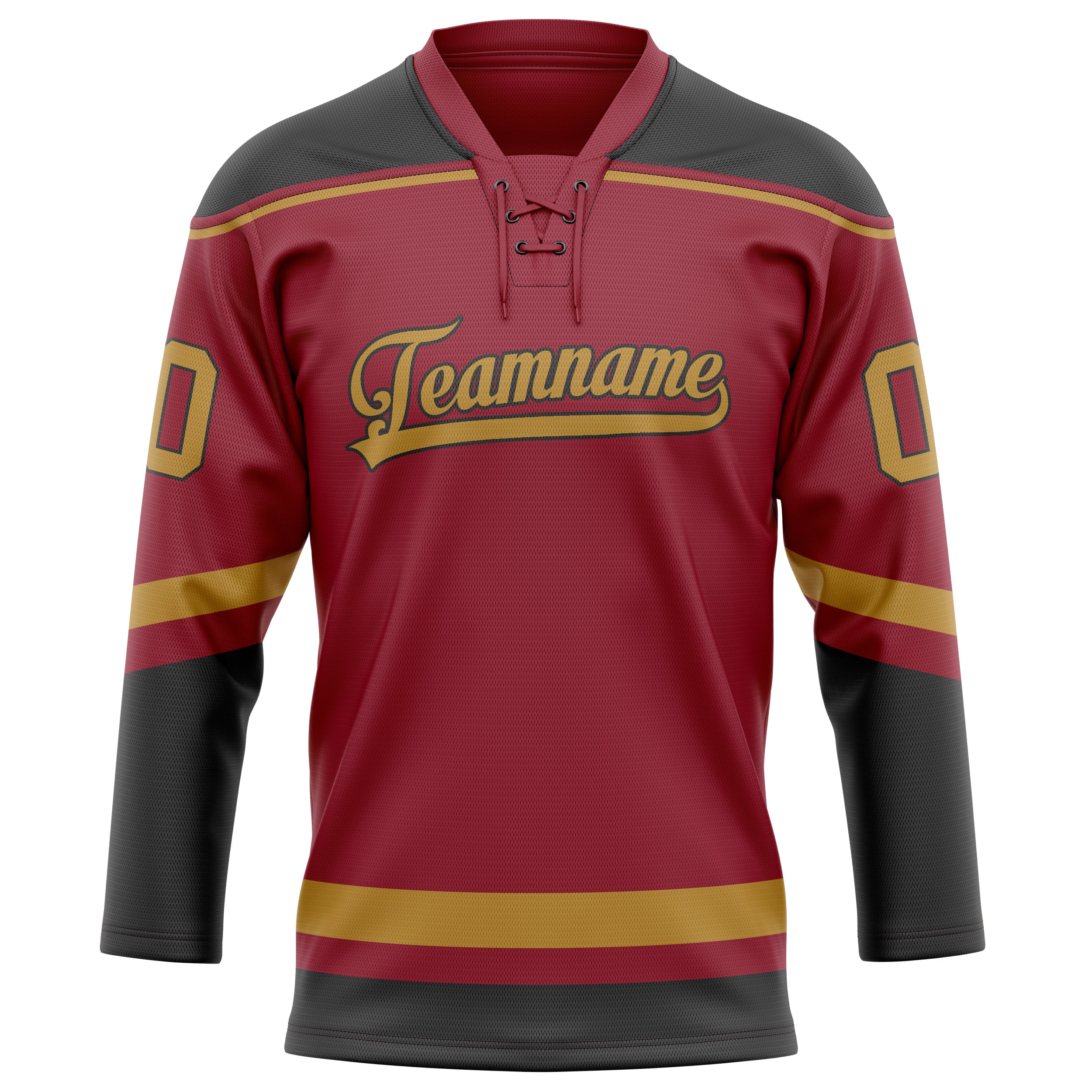 Kastanienbraun Altgold Eishockey Trikot