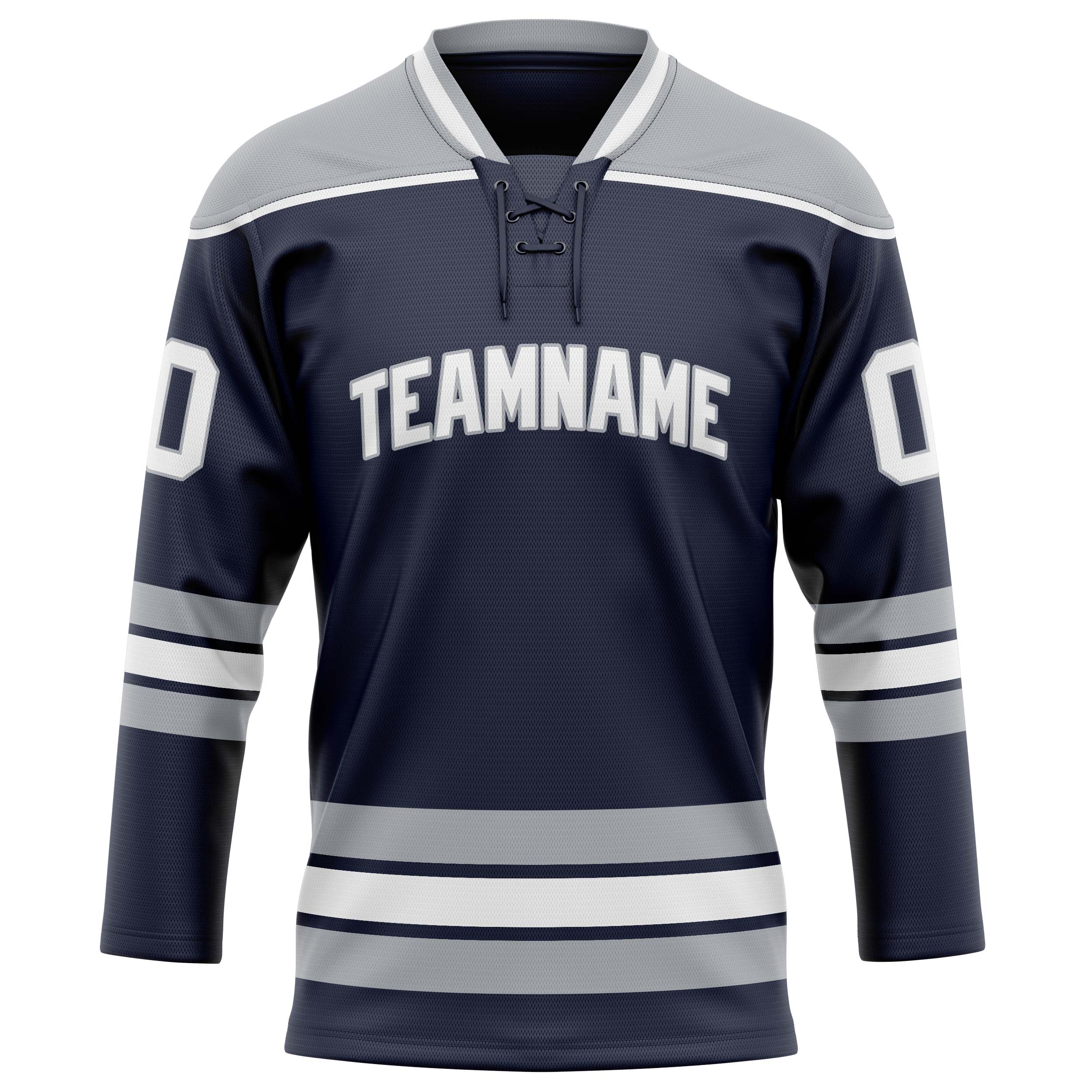 Marineblau Grau Eishockey Trikot