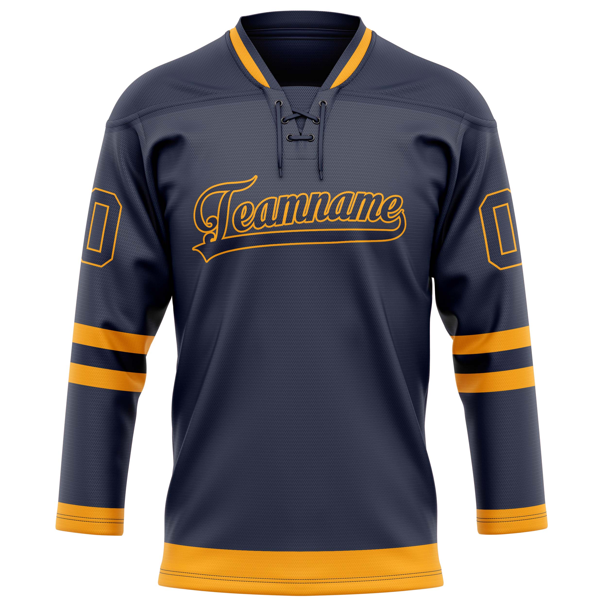 Marineblau Gold Eishockey Trikot