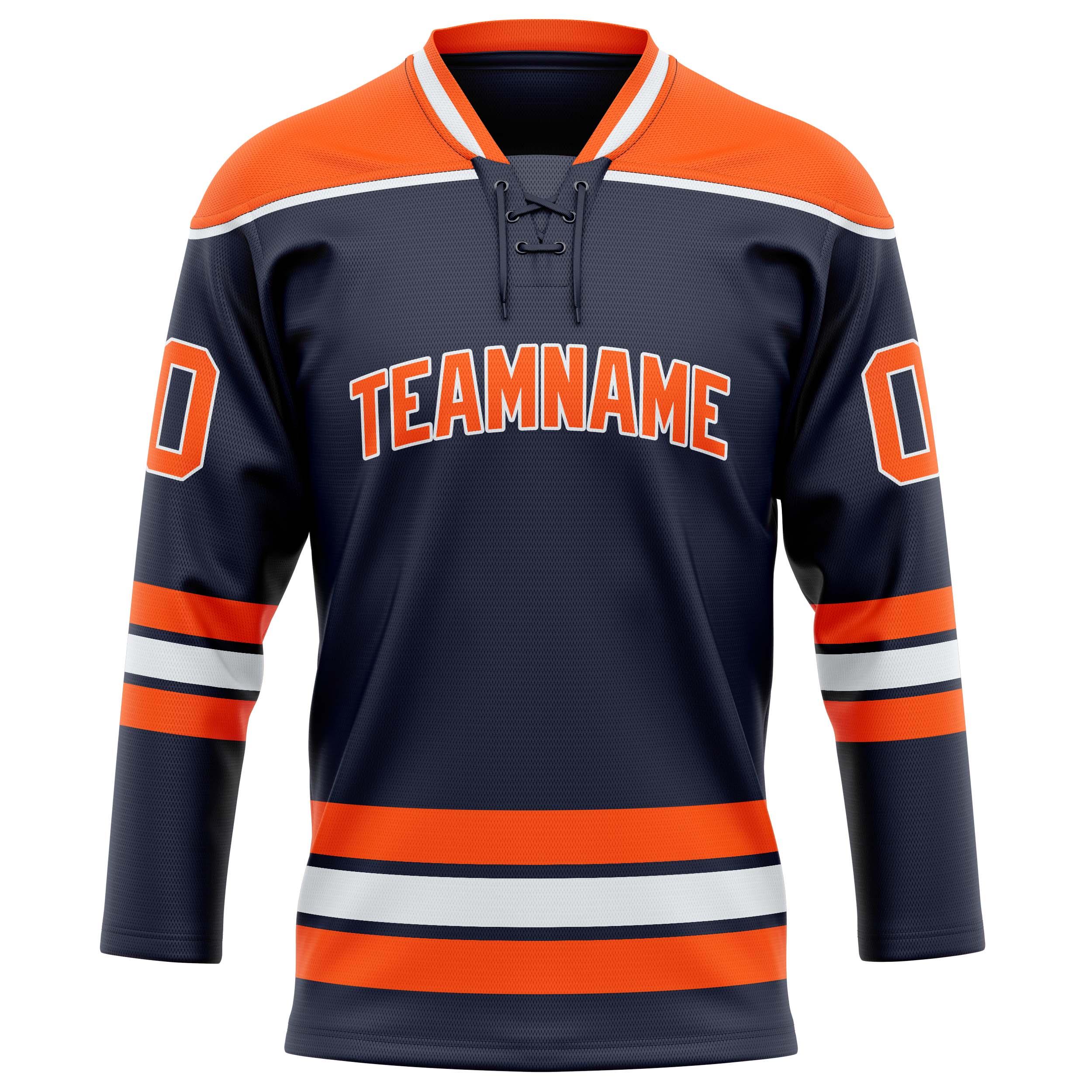 Marineblau Orange Eishockey Trikot