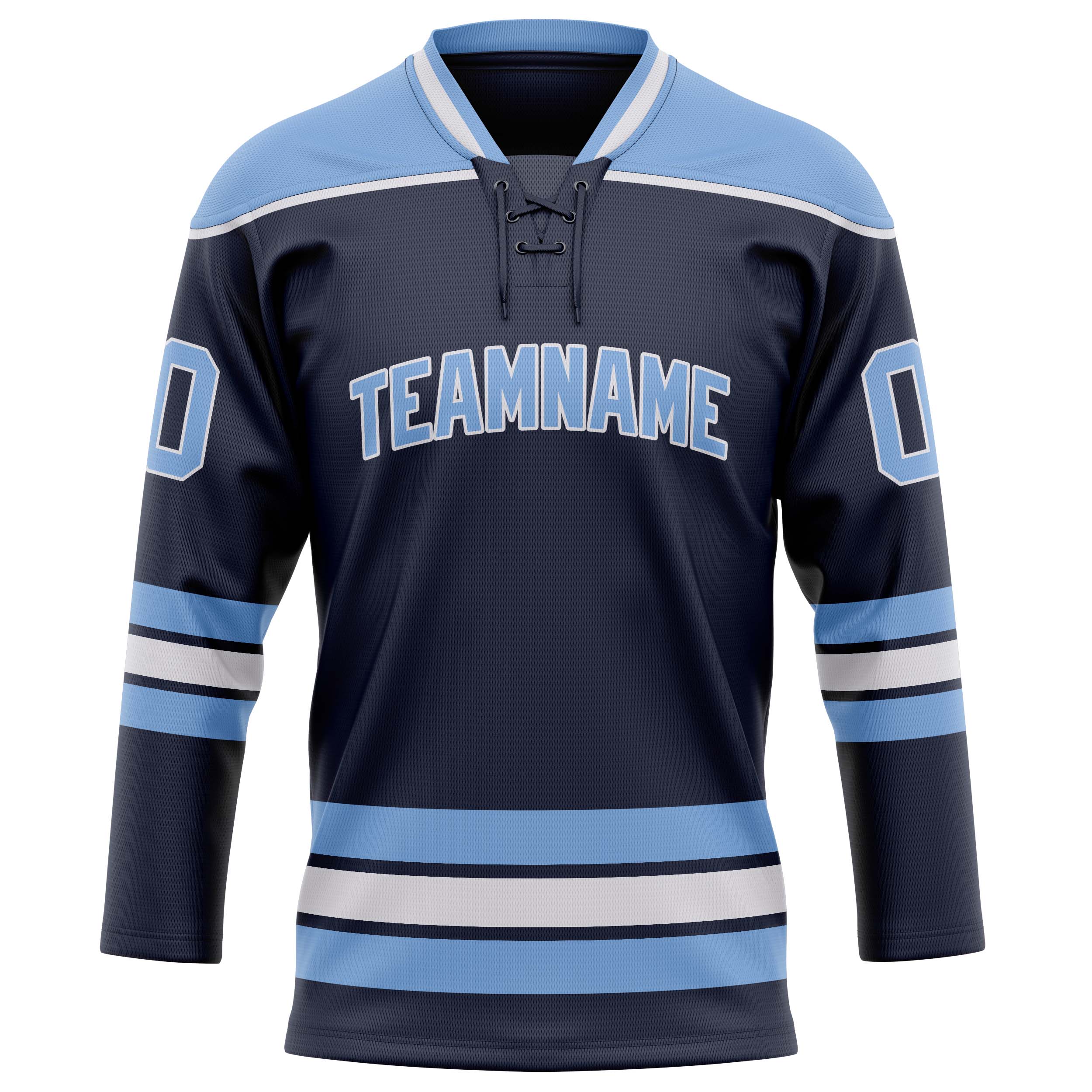 Marineblau Hellblau Eishockey Trikot