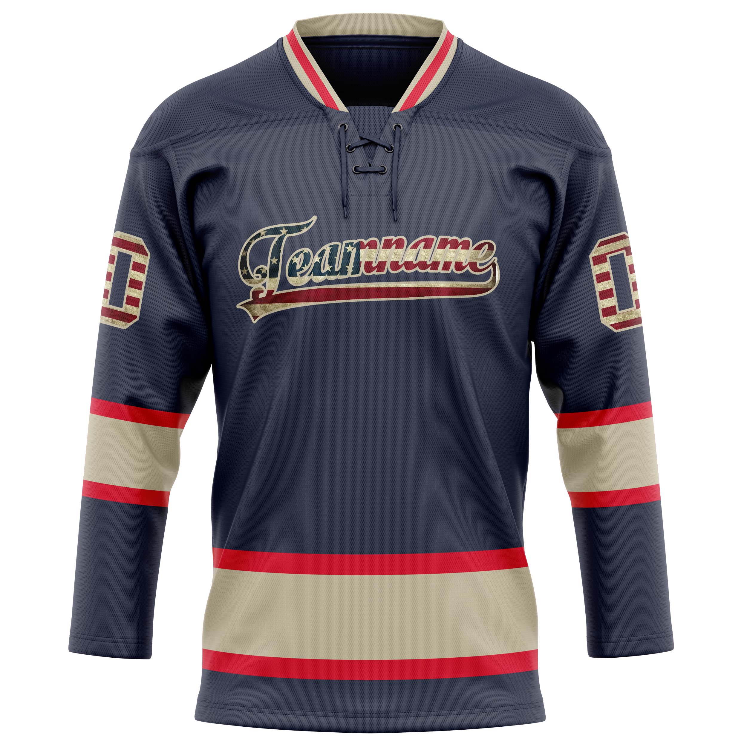 Marineblau Creme Eishockey Trikot