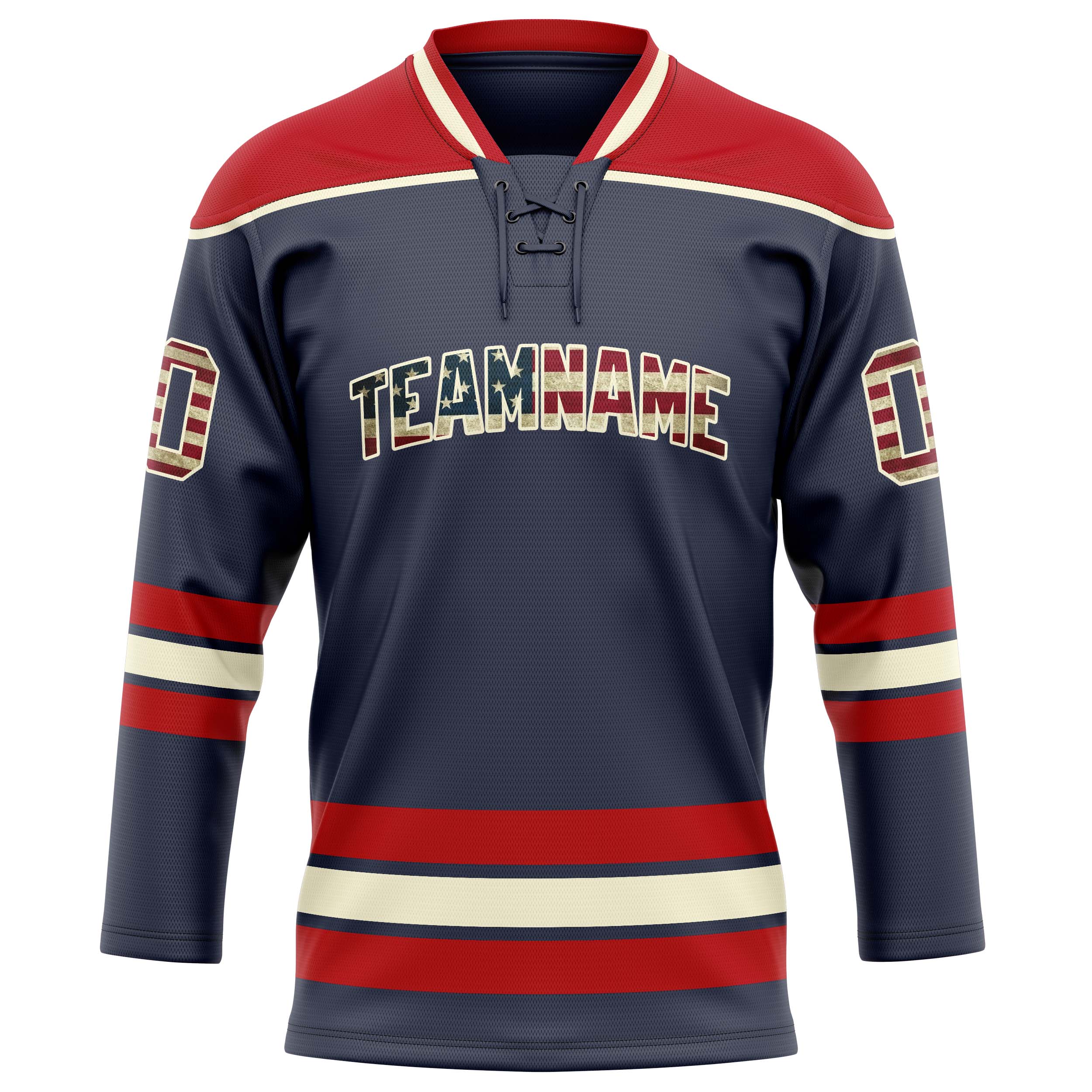 Marineblau Rot Eishockey Trikot