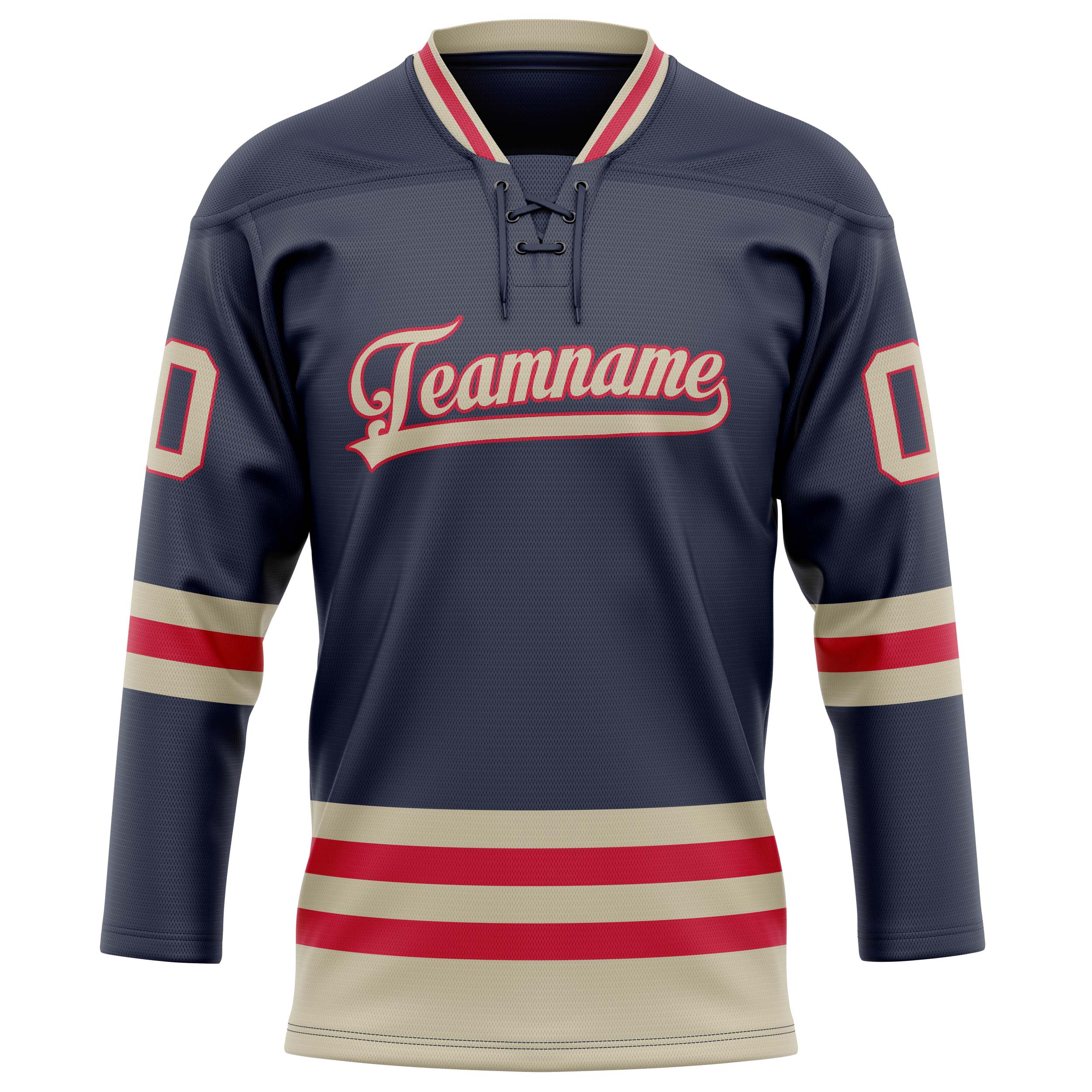 Marineblau Creme Eishockey Trikot