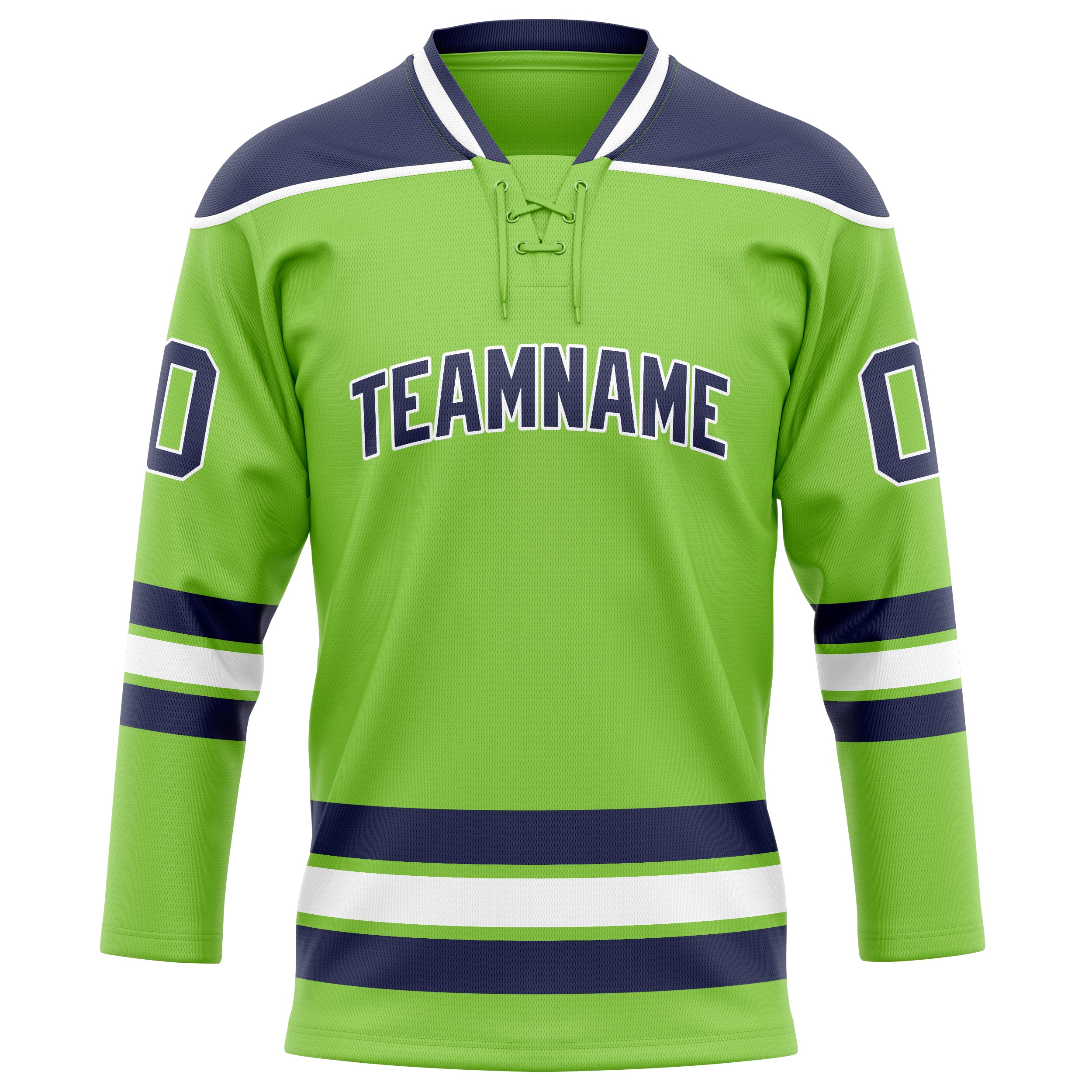 Neongrün Marineblau Eishockey Trikot