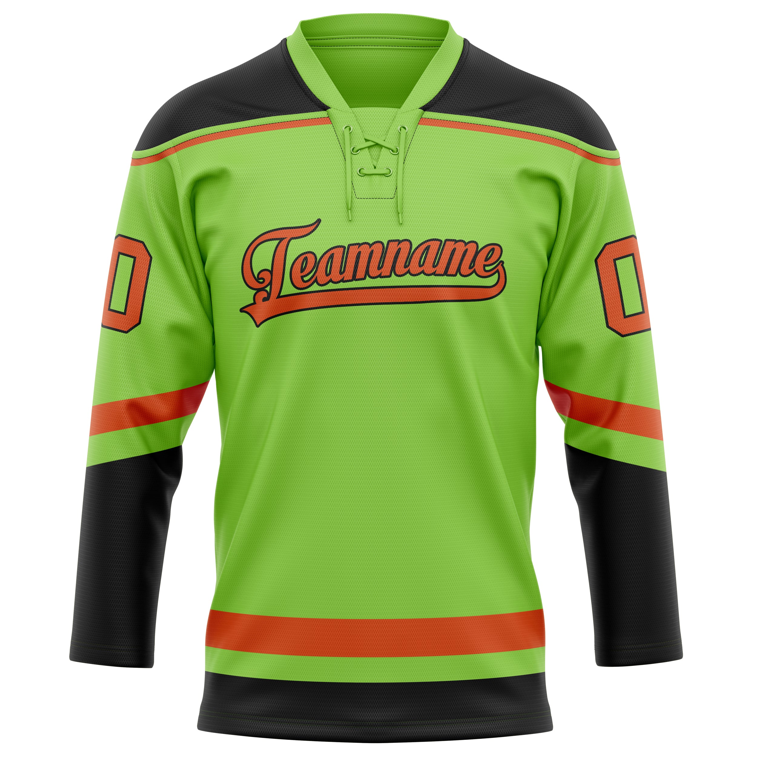 Neongrün Rot Eishockey Trikot