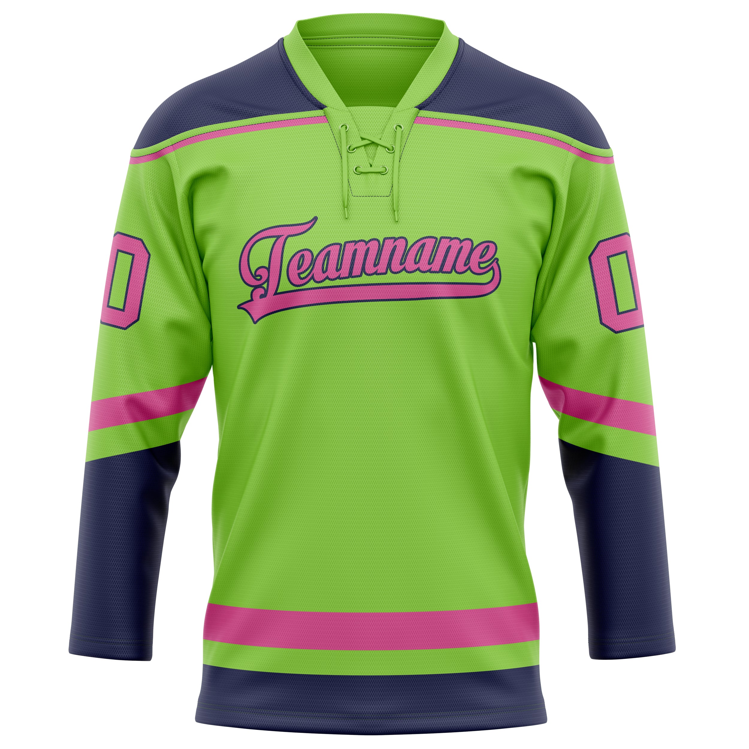 Neongrün Rosa Eishockey Trikot