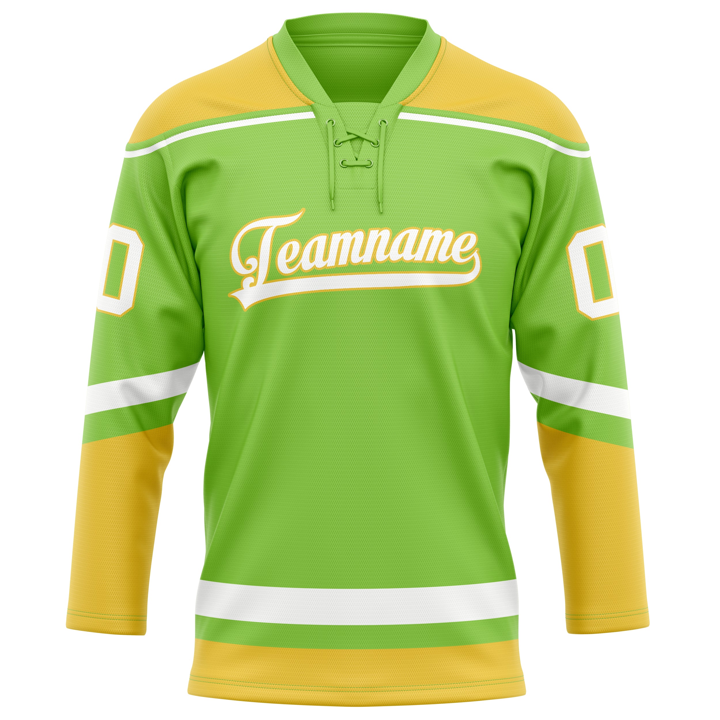 Neongrün Gold Eishockey Trikot