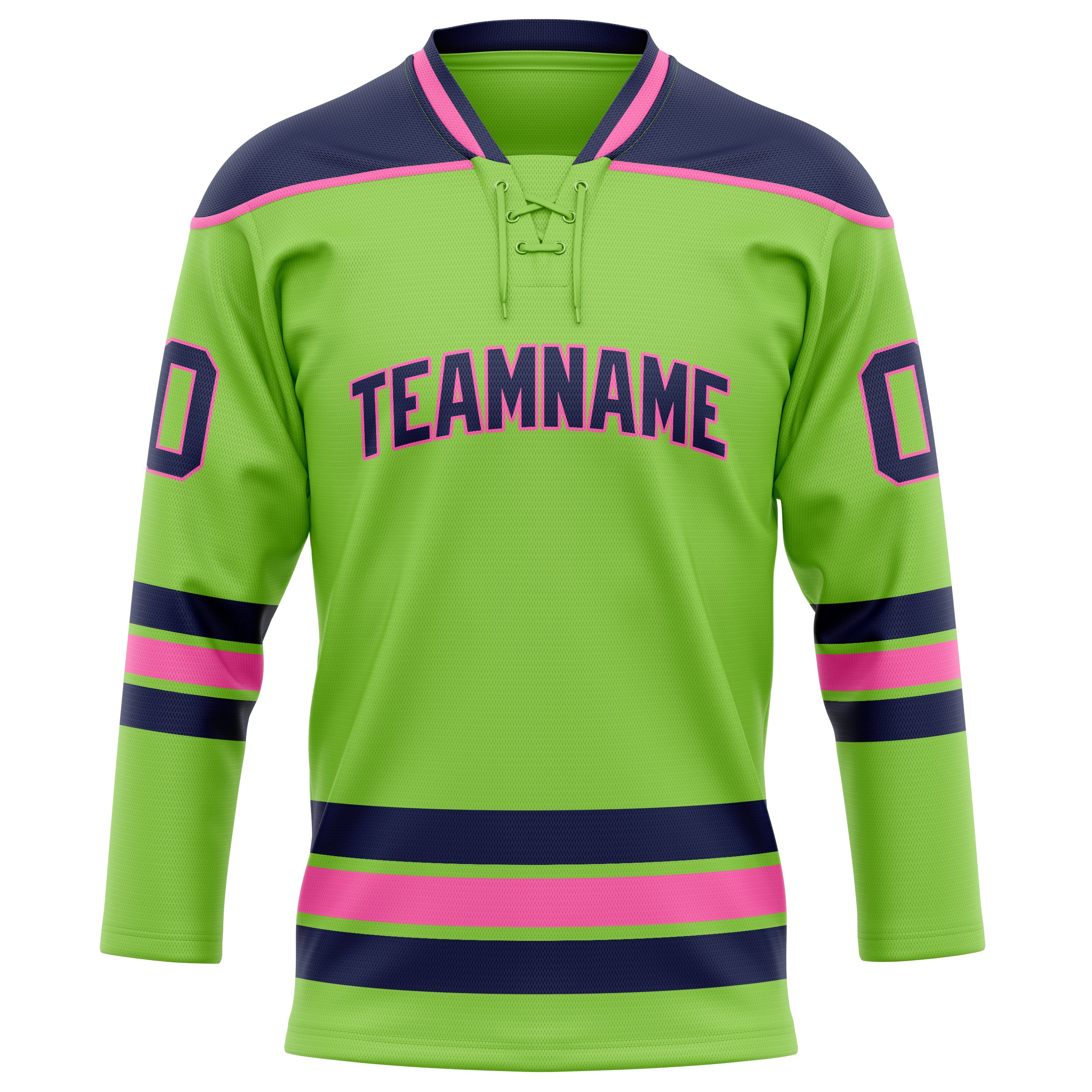 Neongrün Marineblau Eishockey Trikot