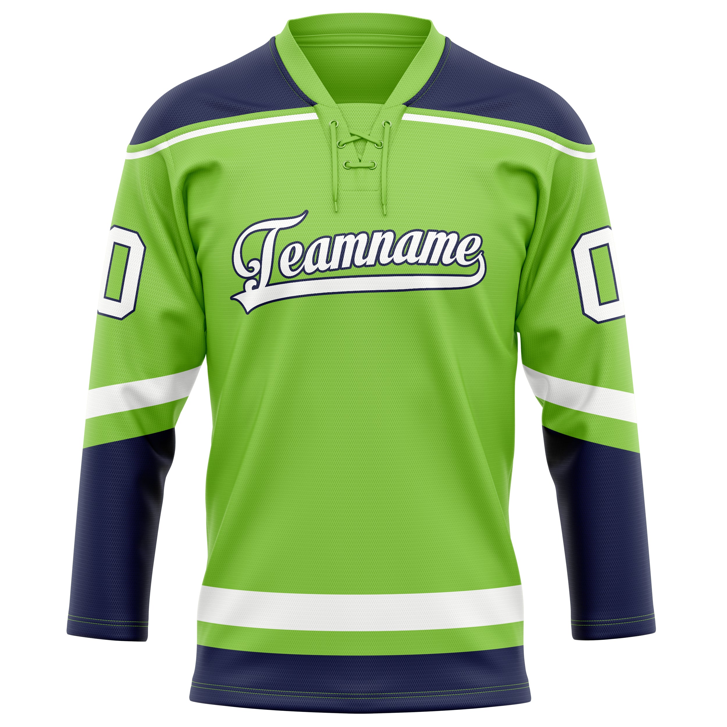 Neongrün Weiß Eishockey Trikot