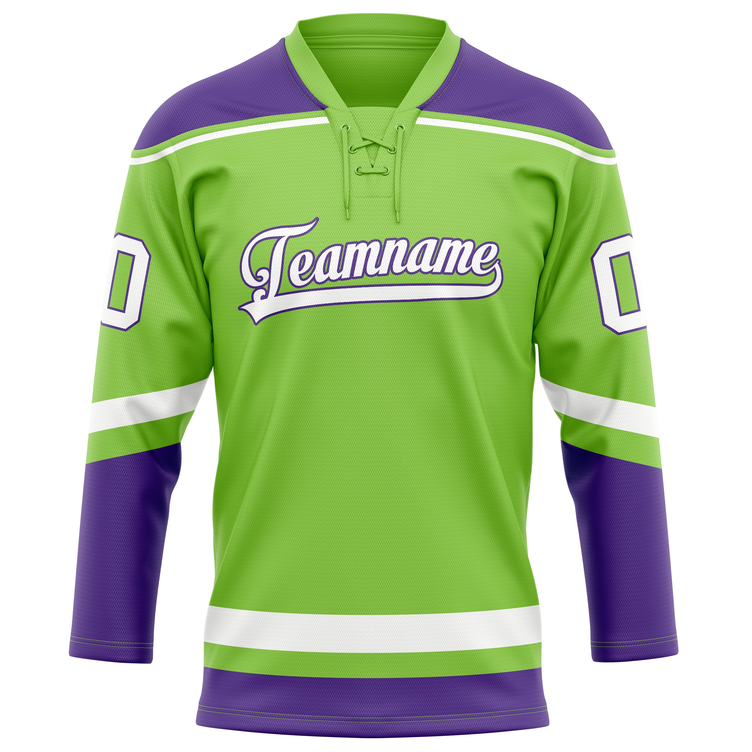 Neongrün Lila Eishockey Trikot