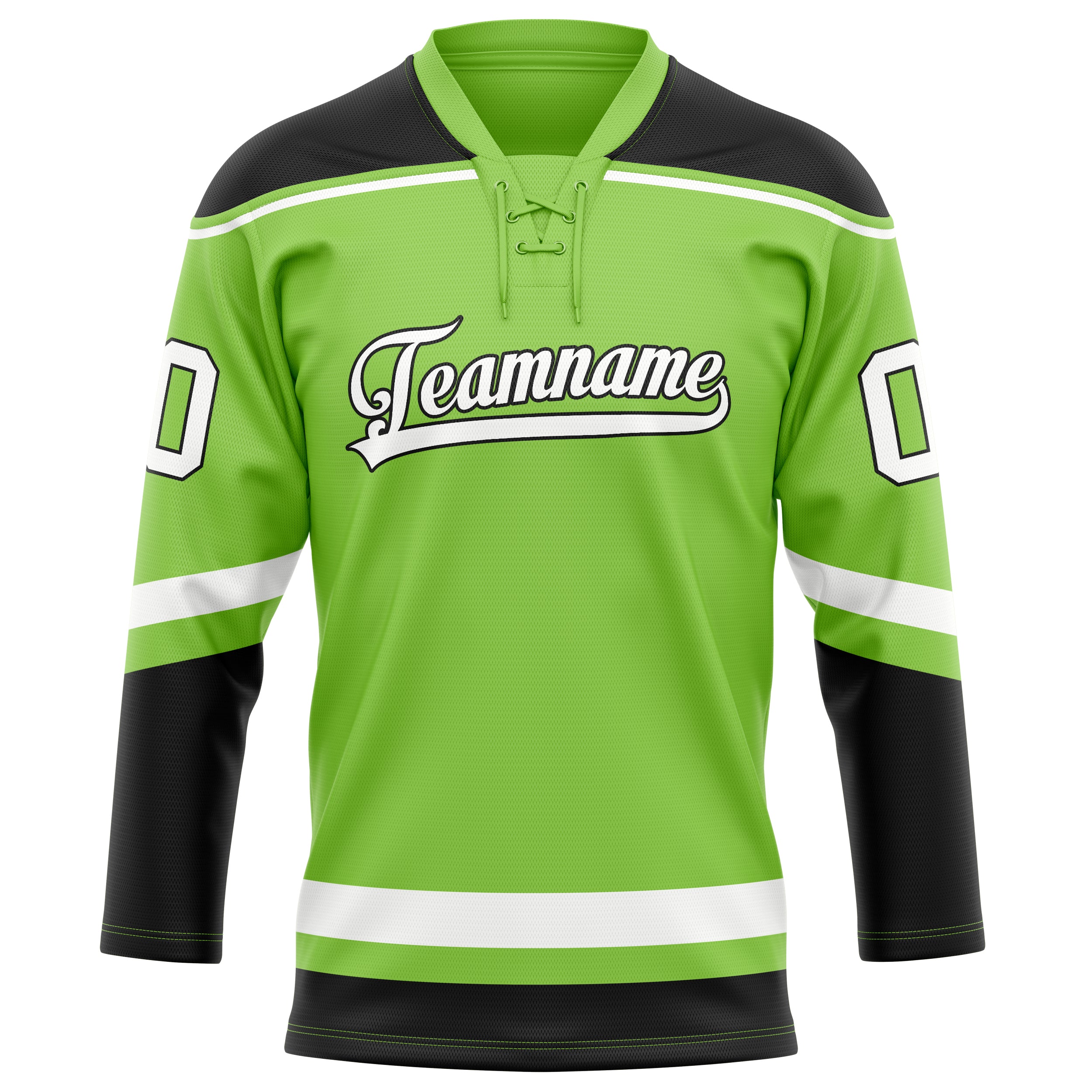 Neongrün Schwarz Eishockey Trikot