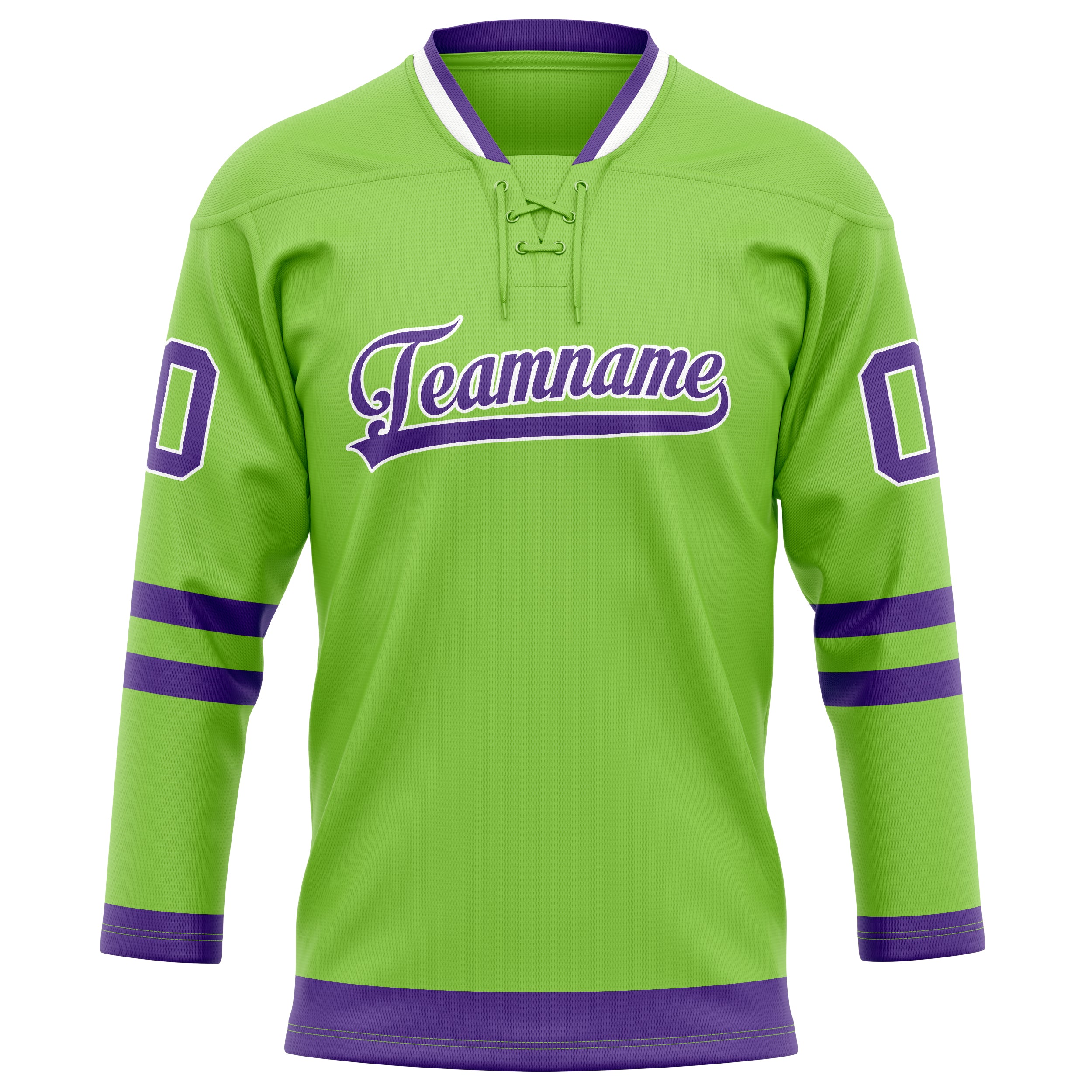 Neongrün Lila Eishockey Trikot