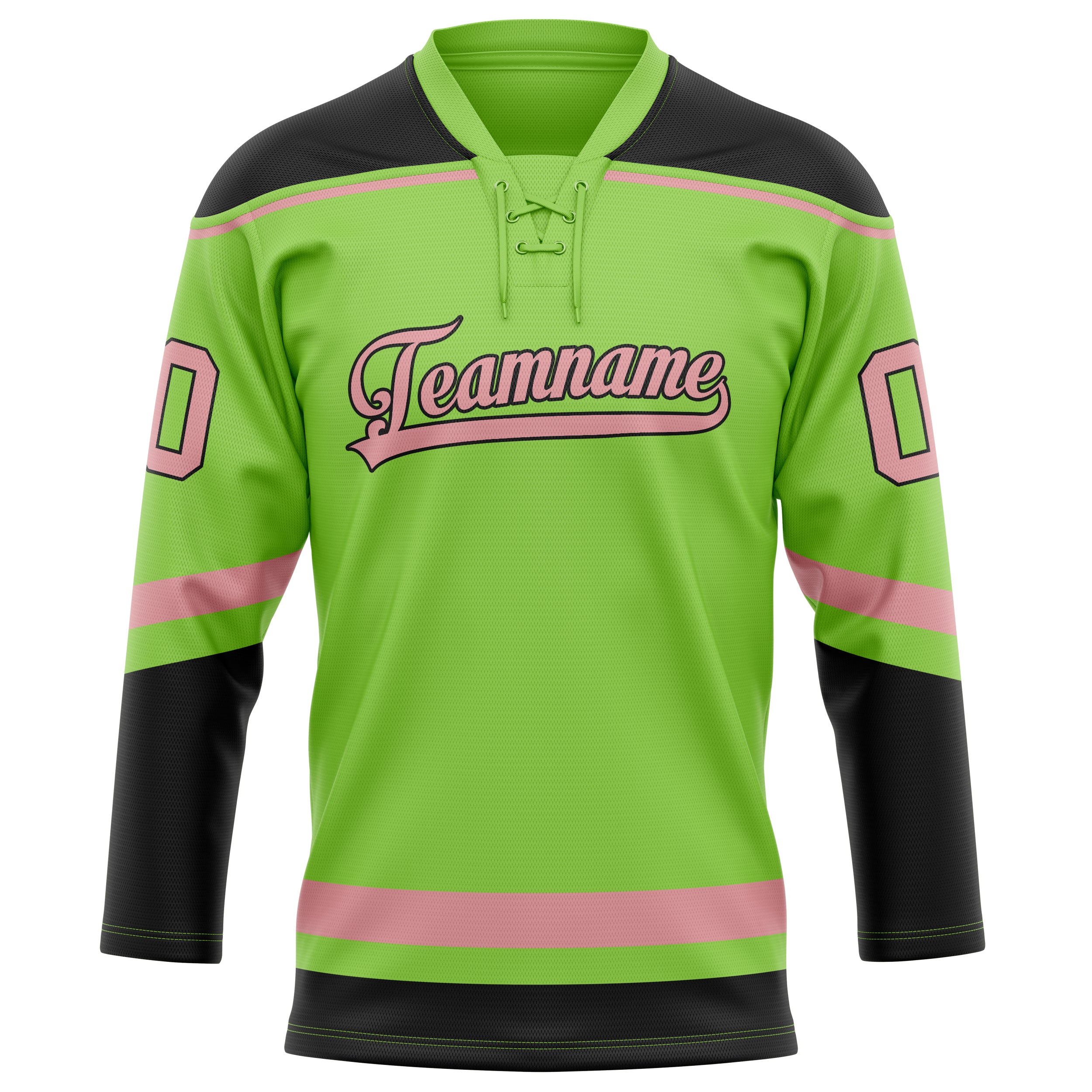 Neongrün Rosa Eishockey Trikot