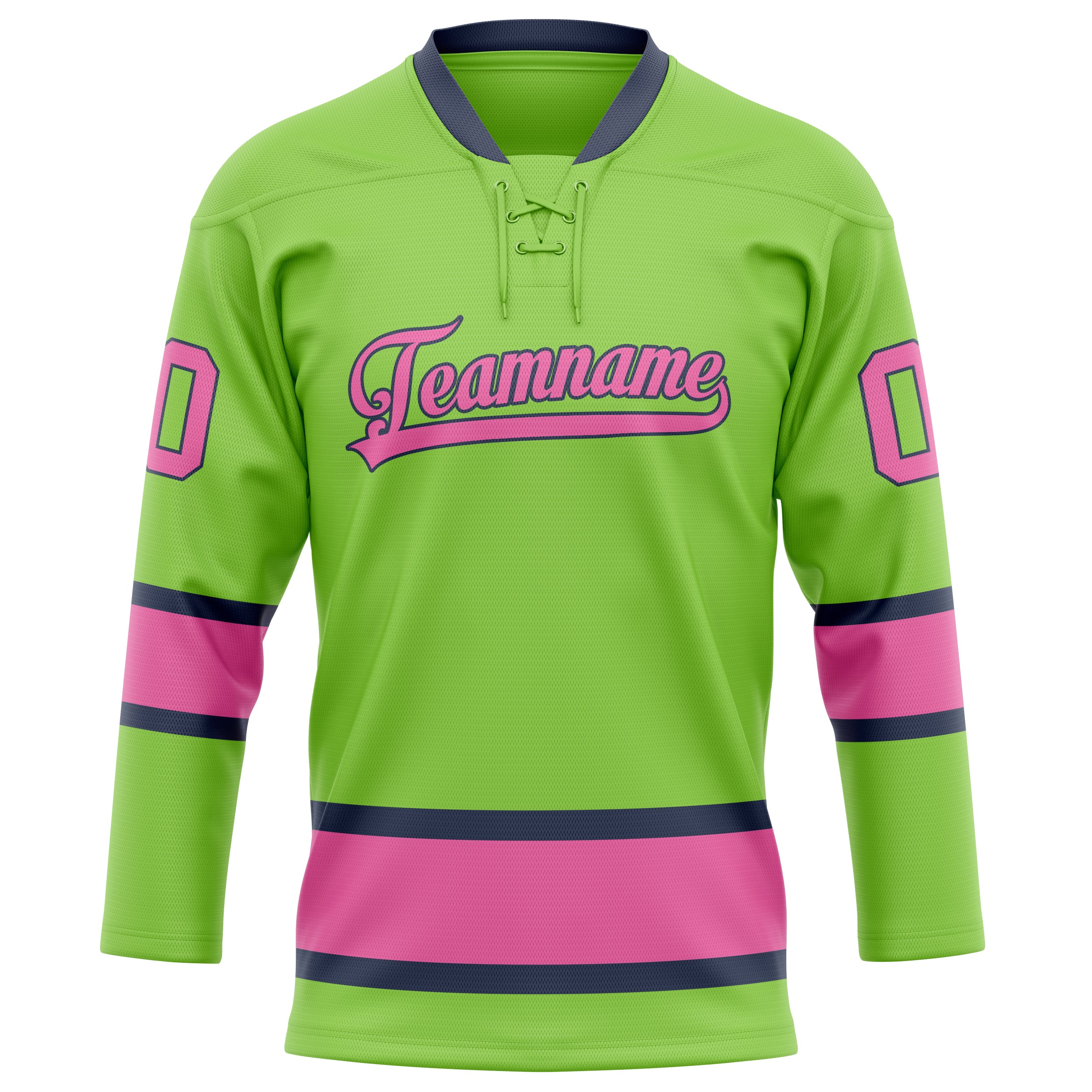 Neongrün Rosa Eishockey Trikot