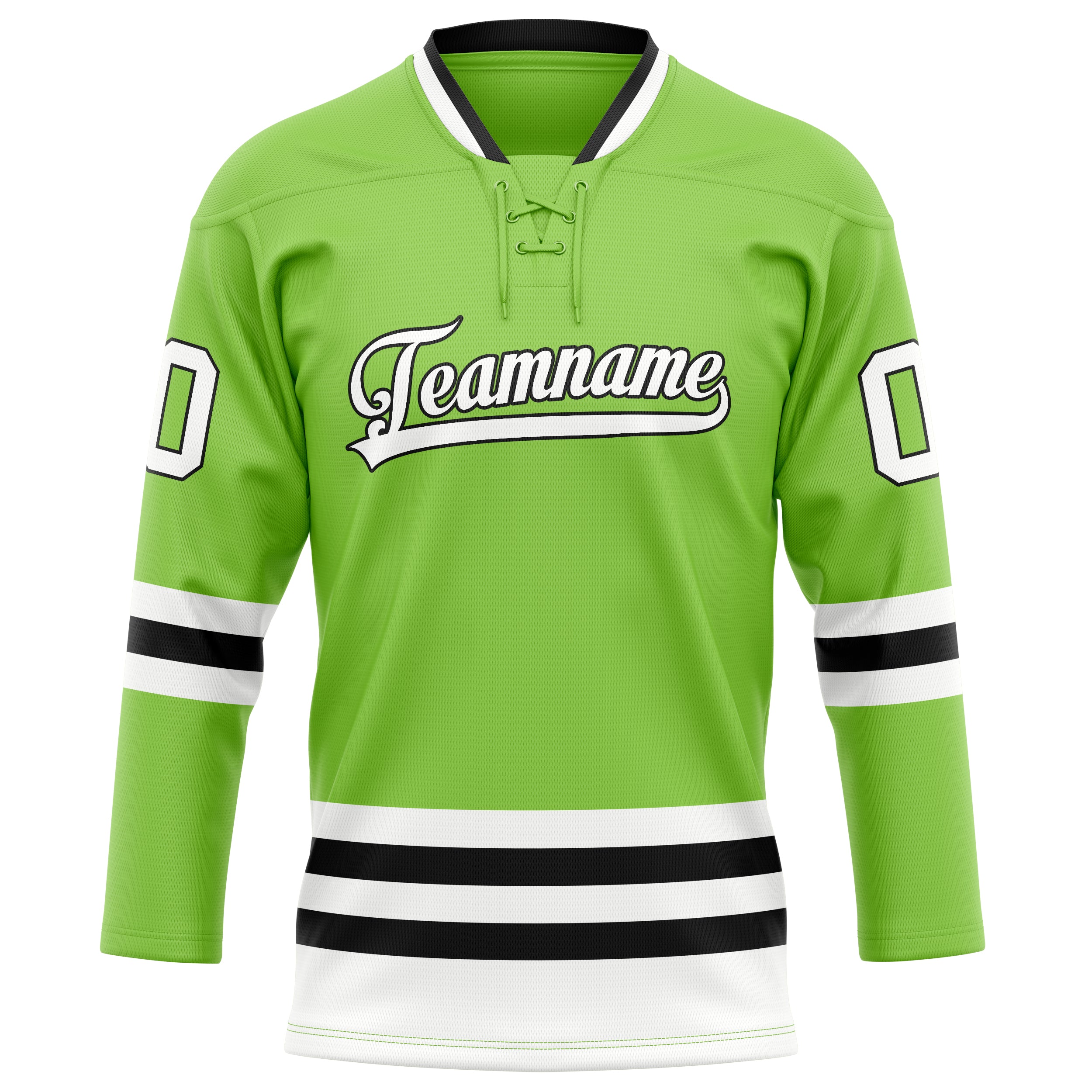 Neongrün Weiß Eishockey Trikot