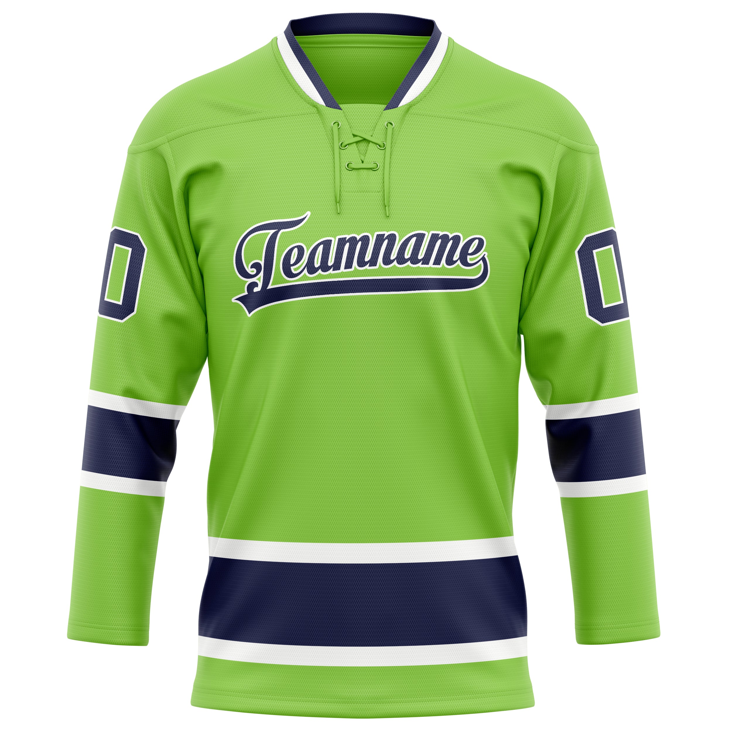 Neongrün Marineblau Eishockey Trikot