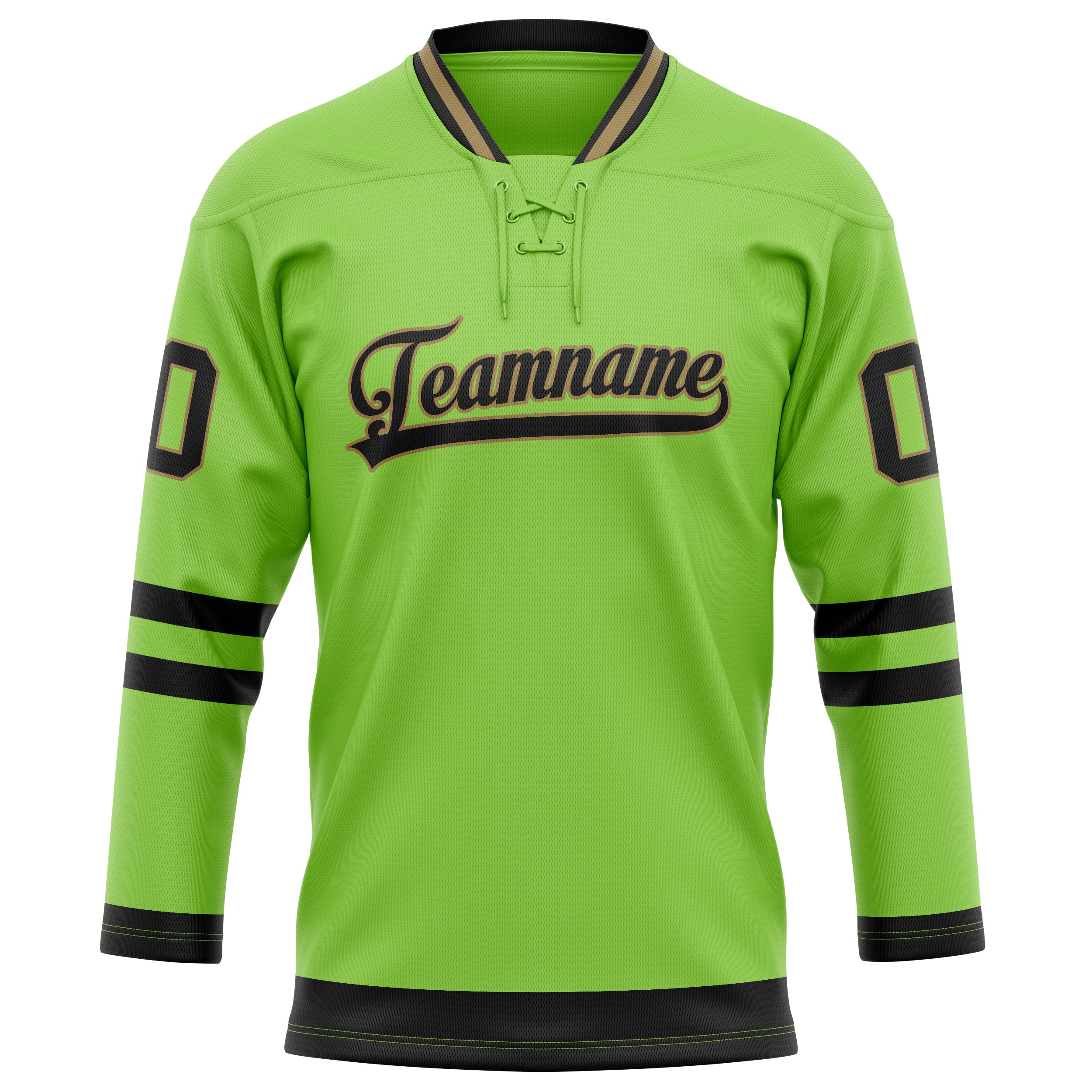 Neongrün Schwarz Eishockey Trikot