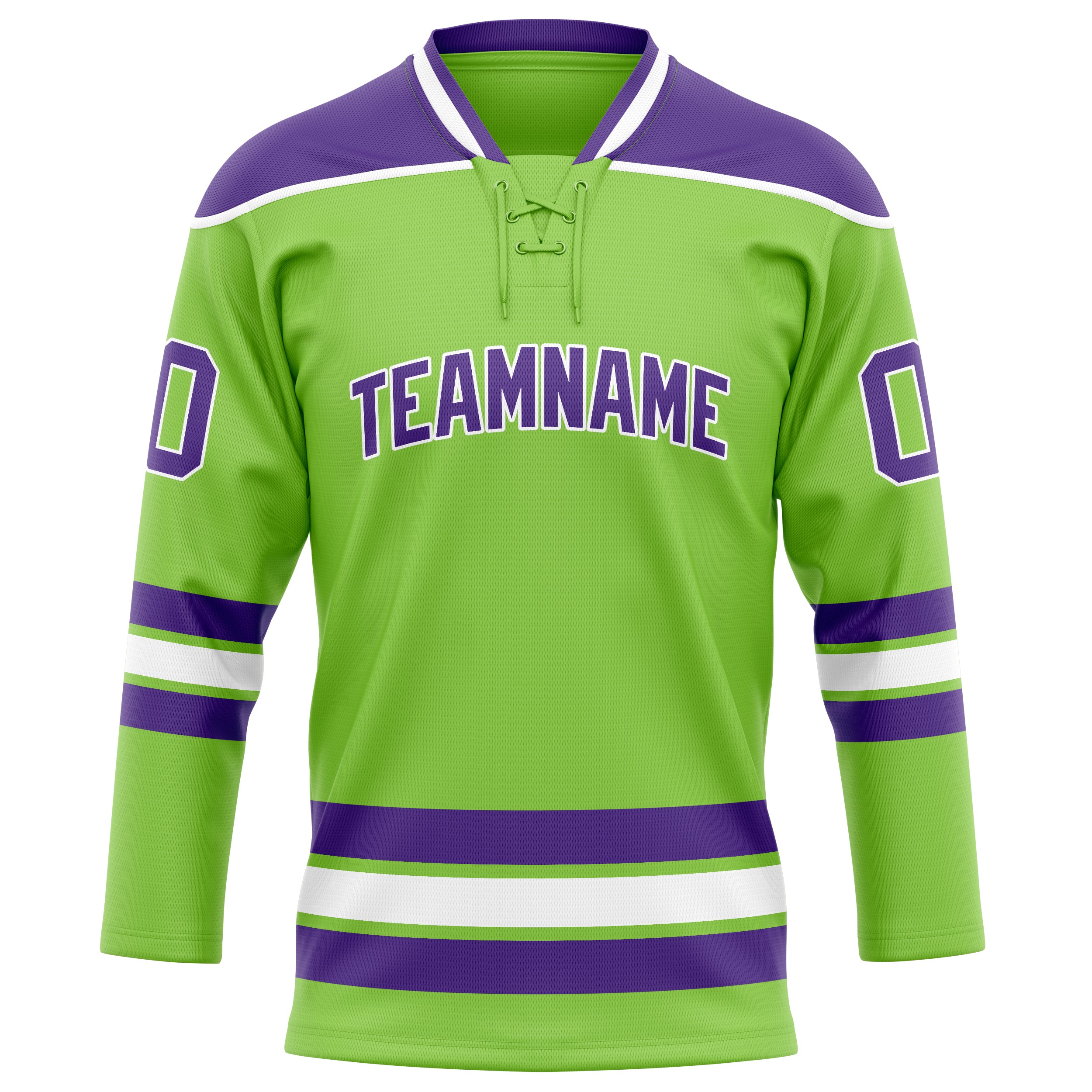 Neongrün Lila Eishockey Trikot