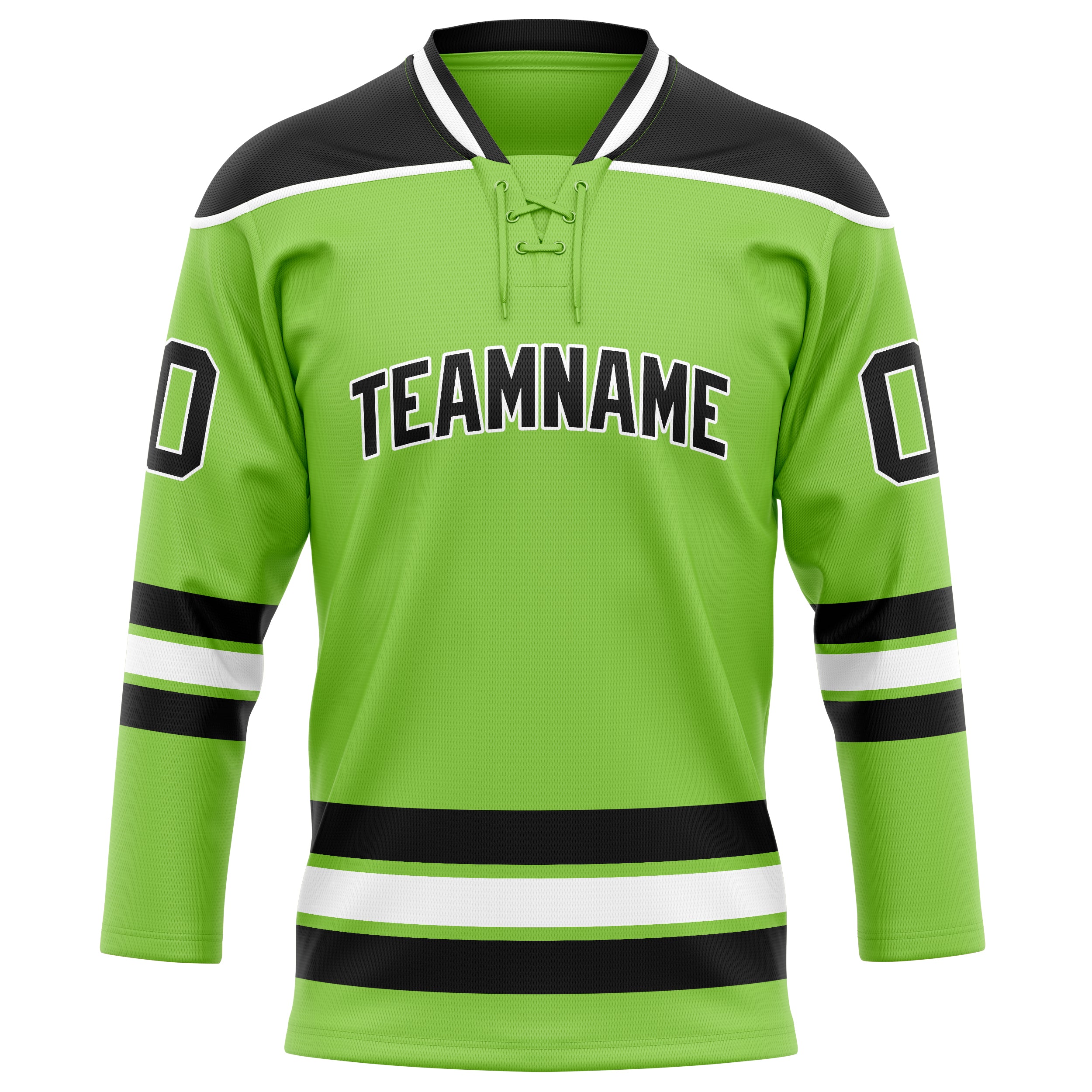 Neongrün Schwarz Eishockey Trikot