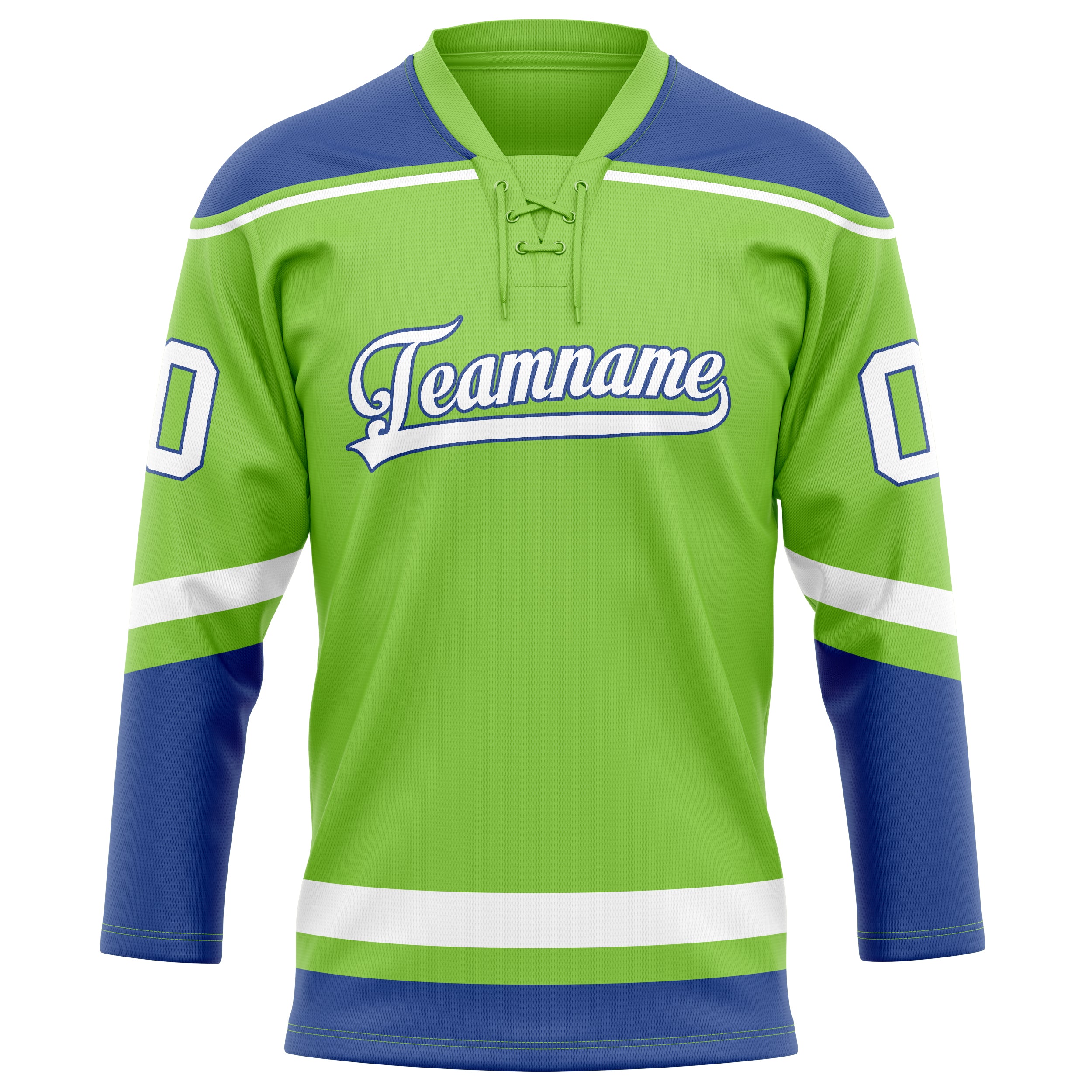 Neongrün Königsblau Eishockey Trikot