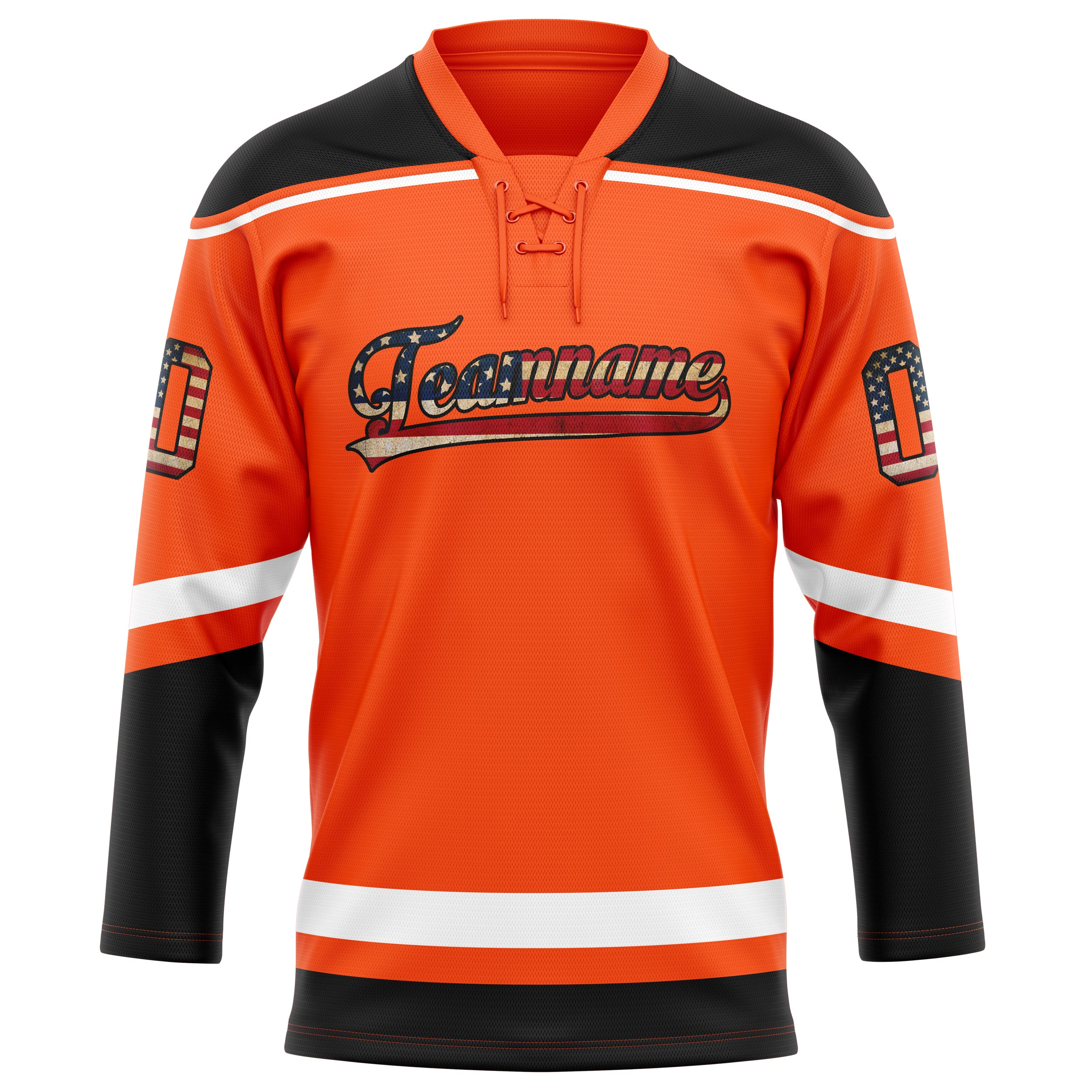 Orange Schwarz Eishockey Trikot