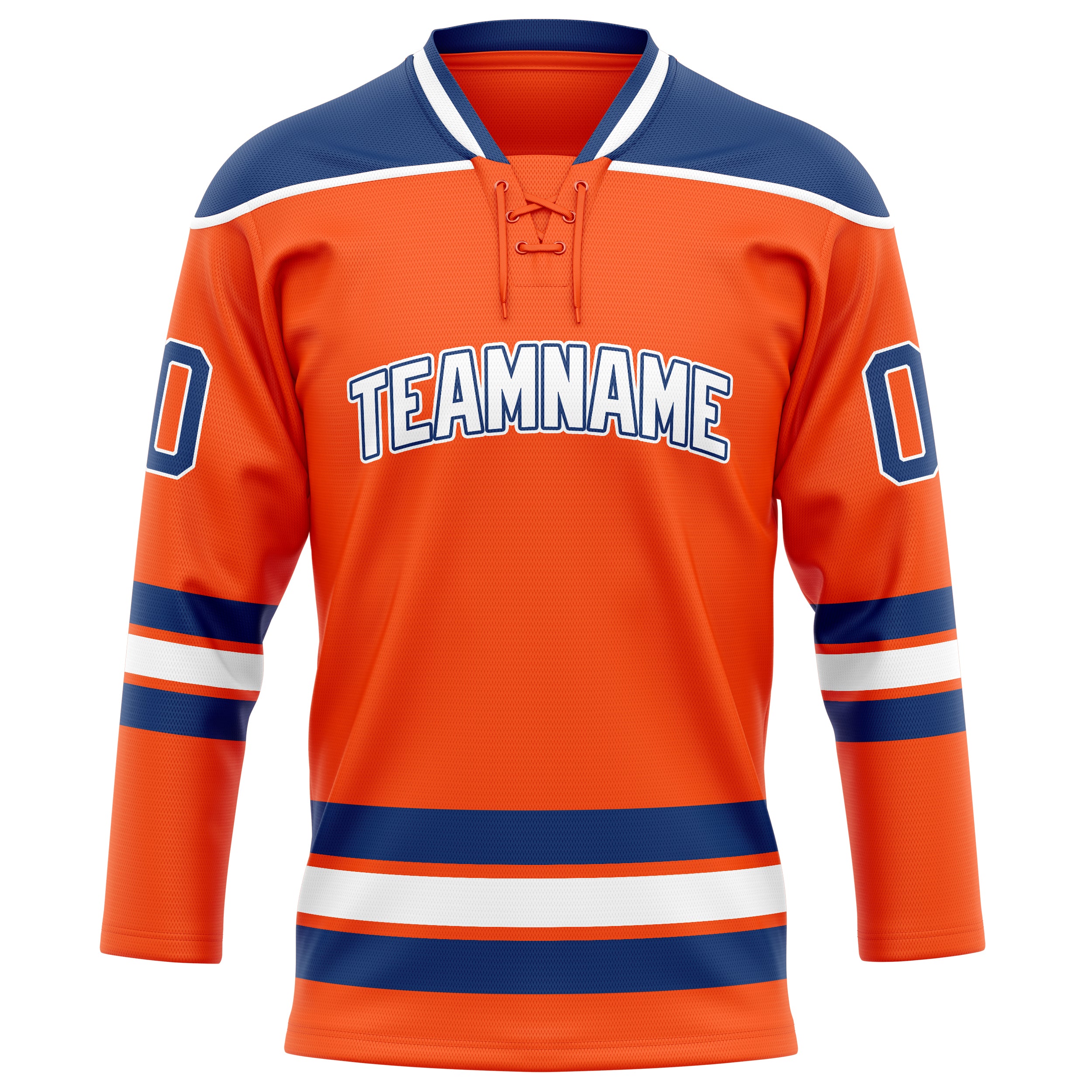 Orange Marineblau Eishockey Trikot