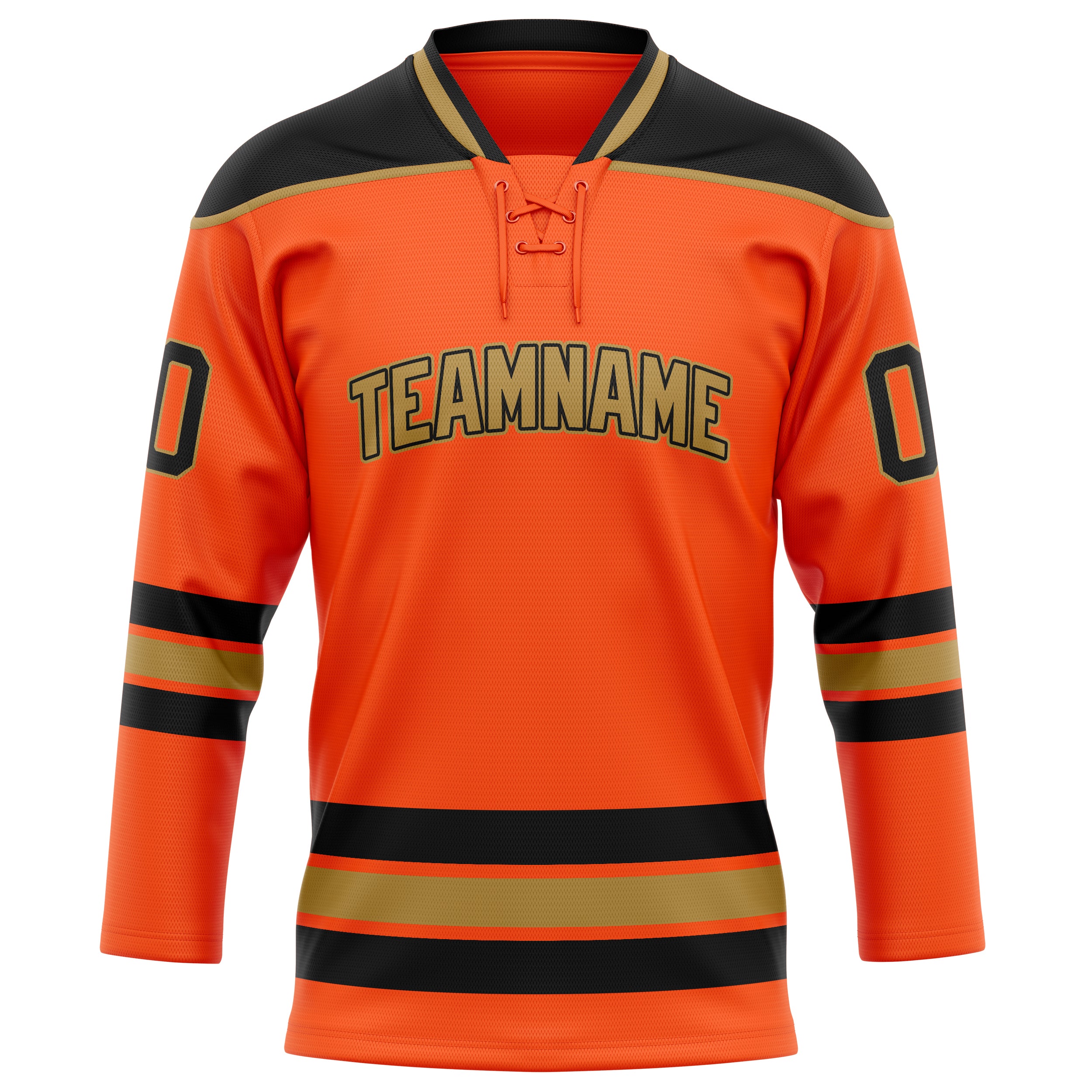 Orange Schwarz Eishockey Trikot