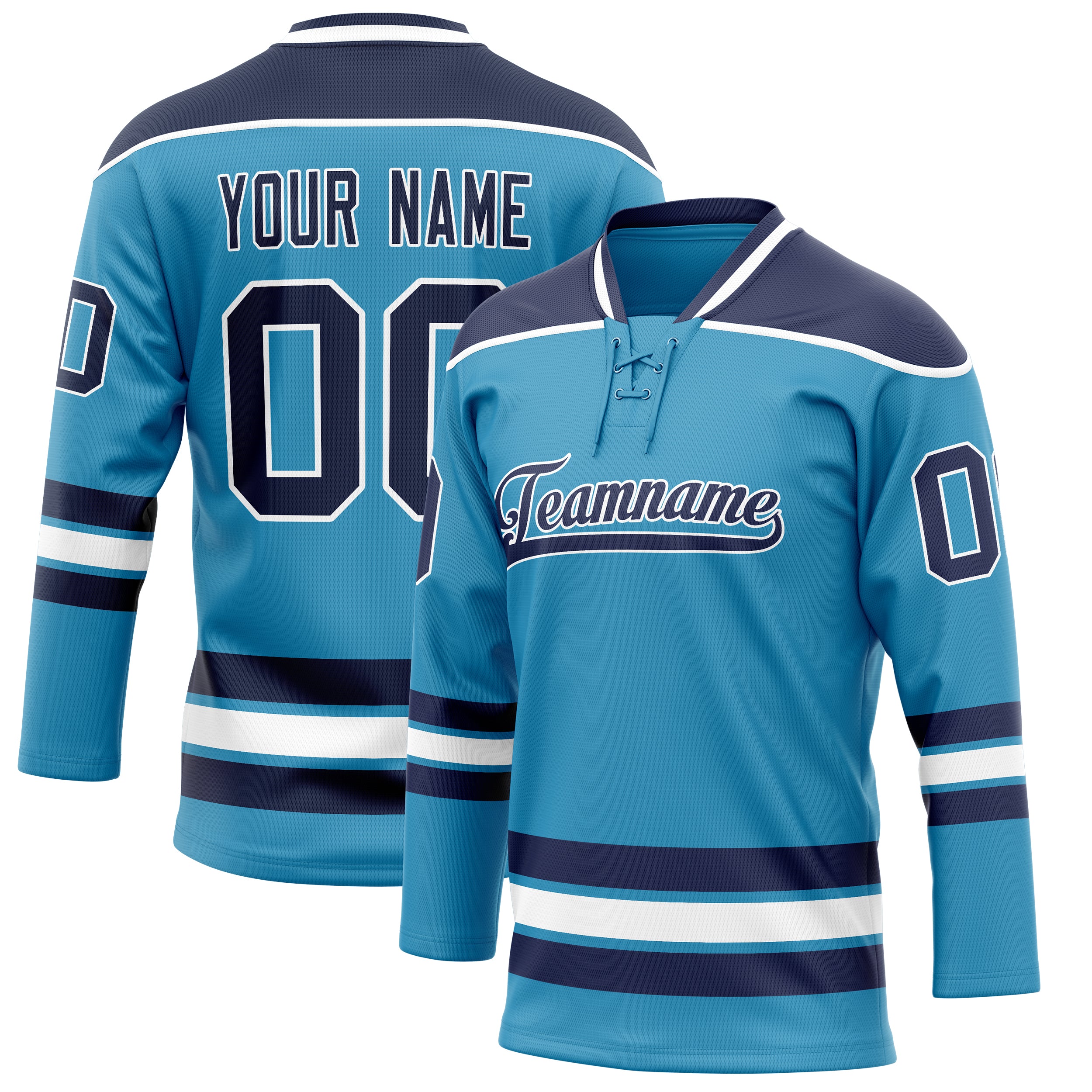 Maßgeschneidertes Professionelles Pantherblau Marineblau Eishockeytrikot HK01240718PA376