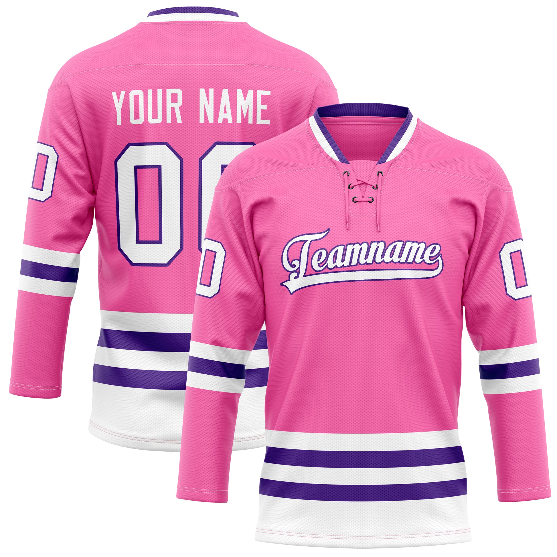 Maßgeschneidertes Professionelles Rosa Lila Eishockeytrikot HK01240718PI393