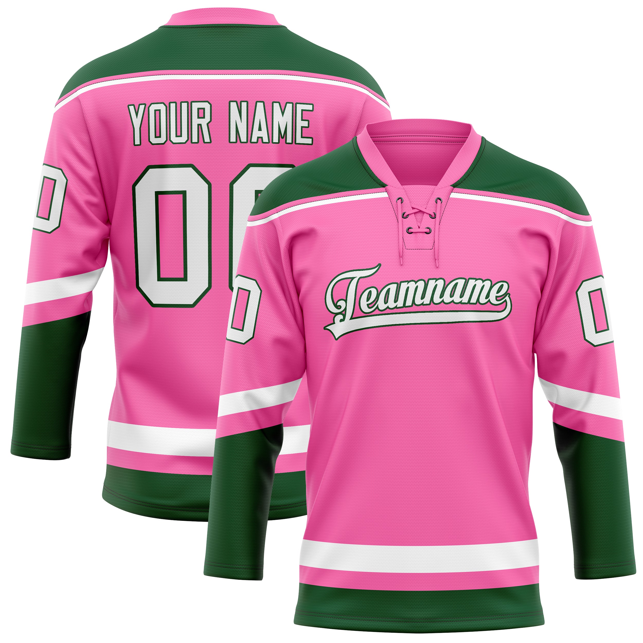 Maßgeschneidertes Professionelles Rosa Kelly Grün Eishockeytrikot HK01240718PI398